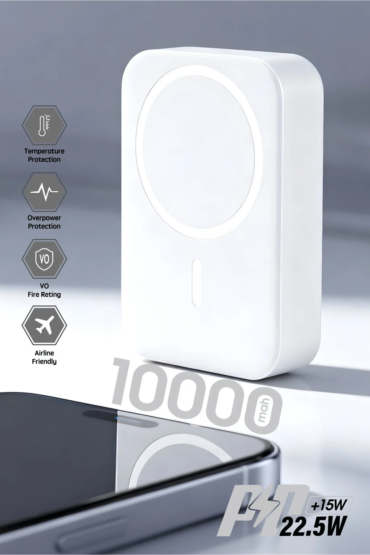 پاوربانک MAGSAFE WIRELESS POWERBANK BR 044 10000 میلی آمپر ساعتی سفید اورجینال soffany
