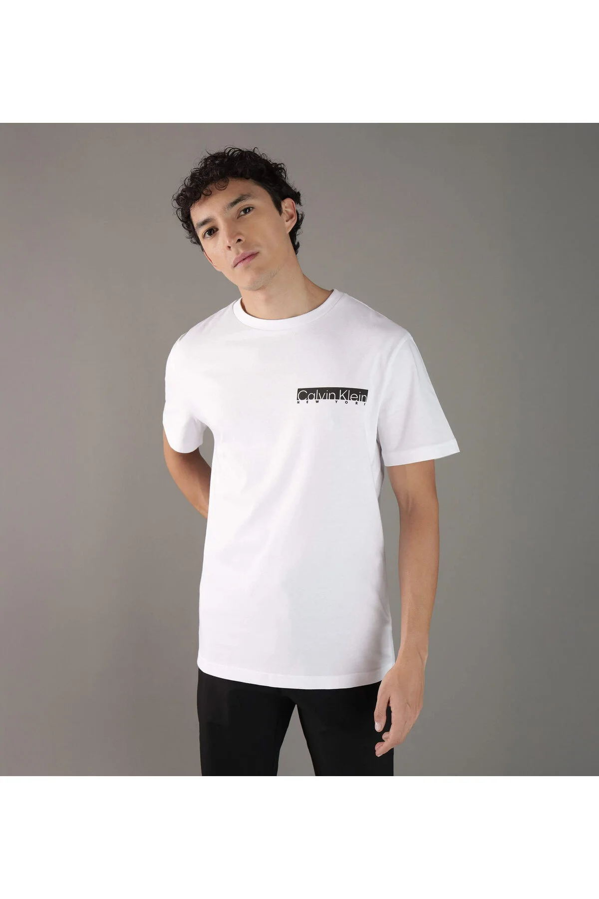 تی شرت سفید مردانه پنبه به طور منظم لباس دوچرخه تناسب Calvin Klein