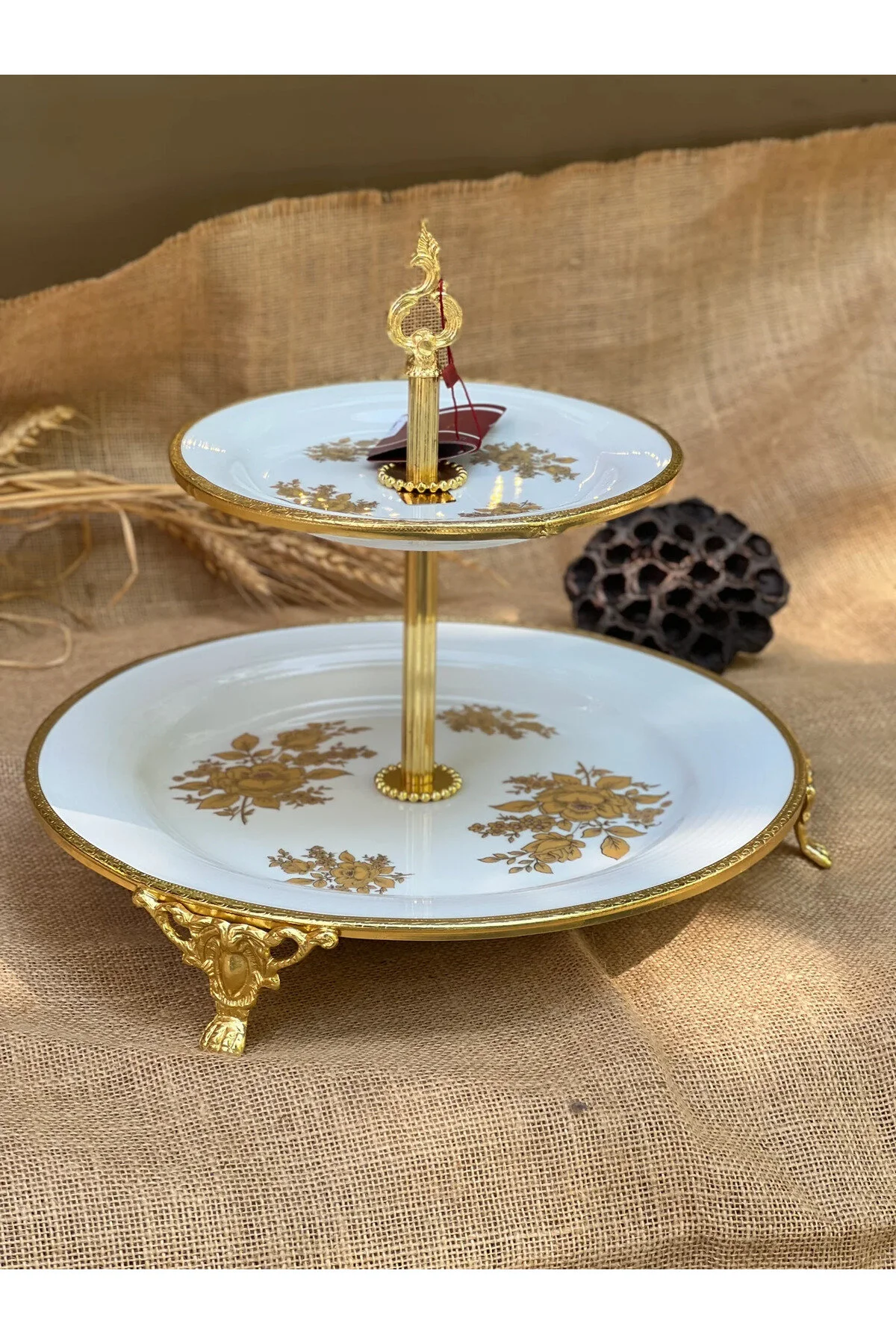 بشقاب ارائه طلای برنج چینی اورجینال Barok