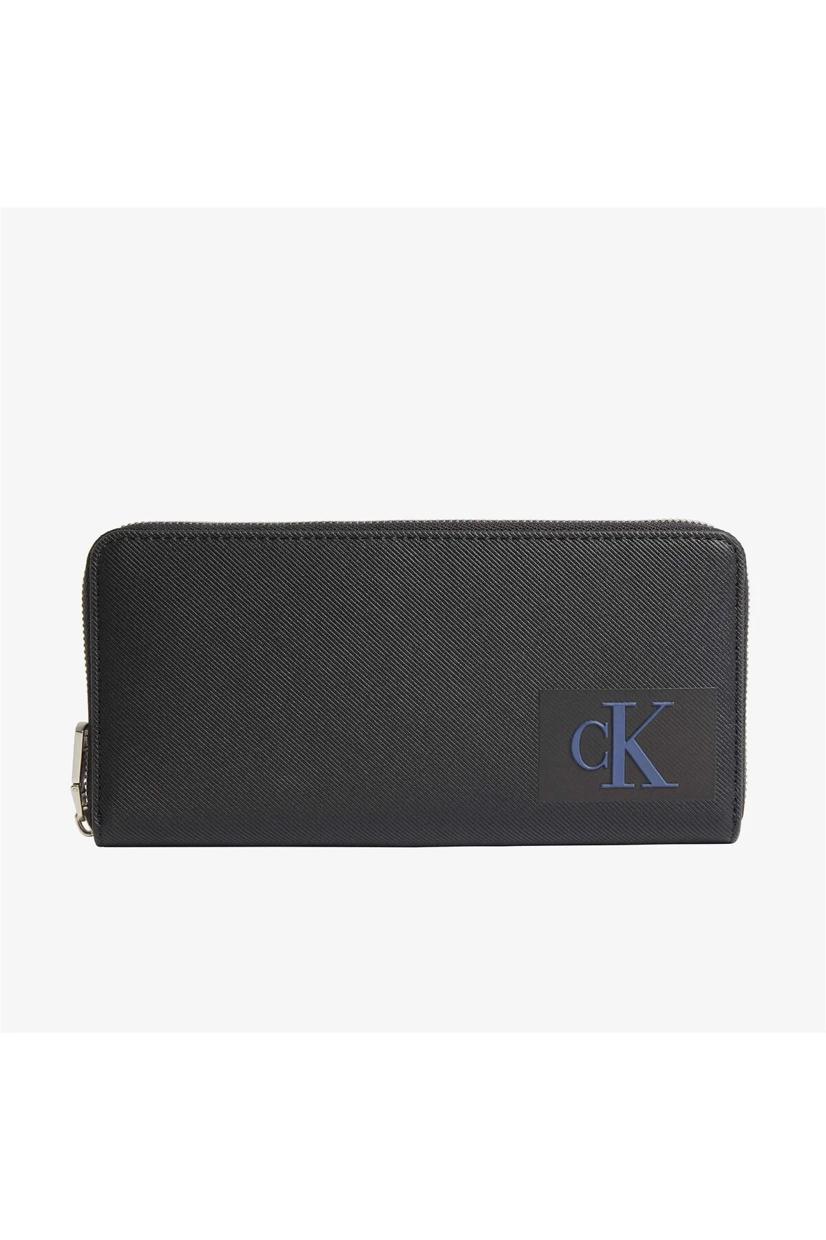کیف پول مشکی زنانه زیپ حجاری شده دور K60K610350 Calvin Klein