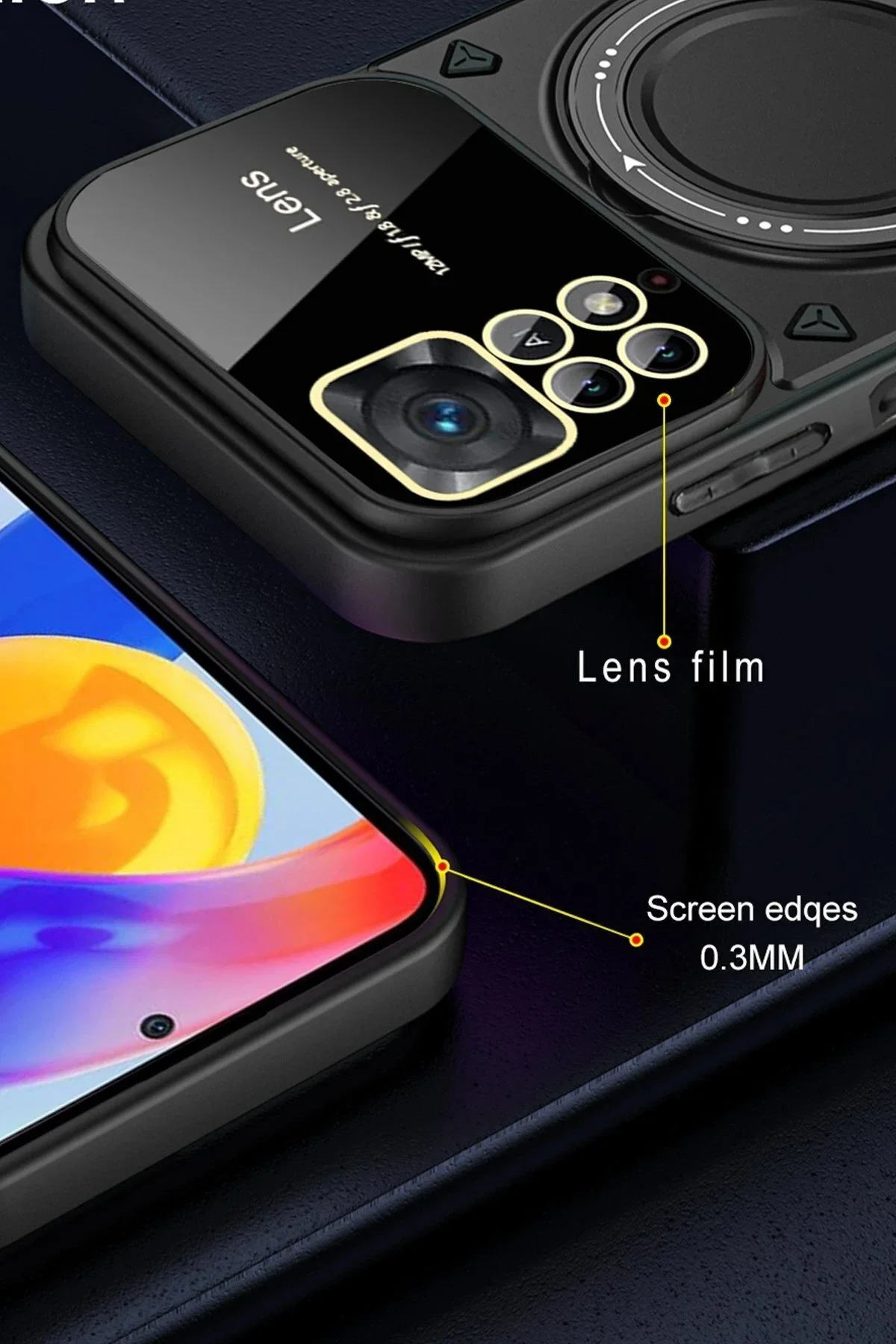 کاور و قاب لنز JOY کیس XIAOMI REDMI NOTE 12 PRO 4G با پایه مشکی noip