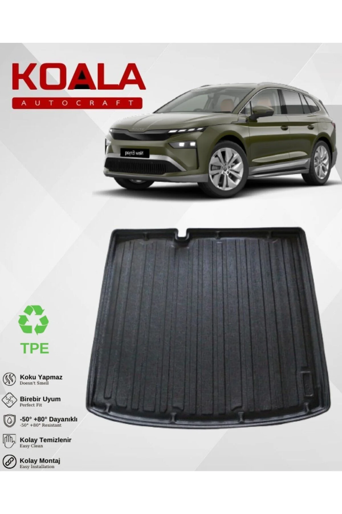 کفپوش صندوق خودرو سازگار با SKODA ENYAQ 2025 به بعد محفظه چمدان مخصوص KoalaOtoTekstil