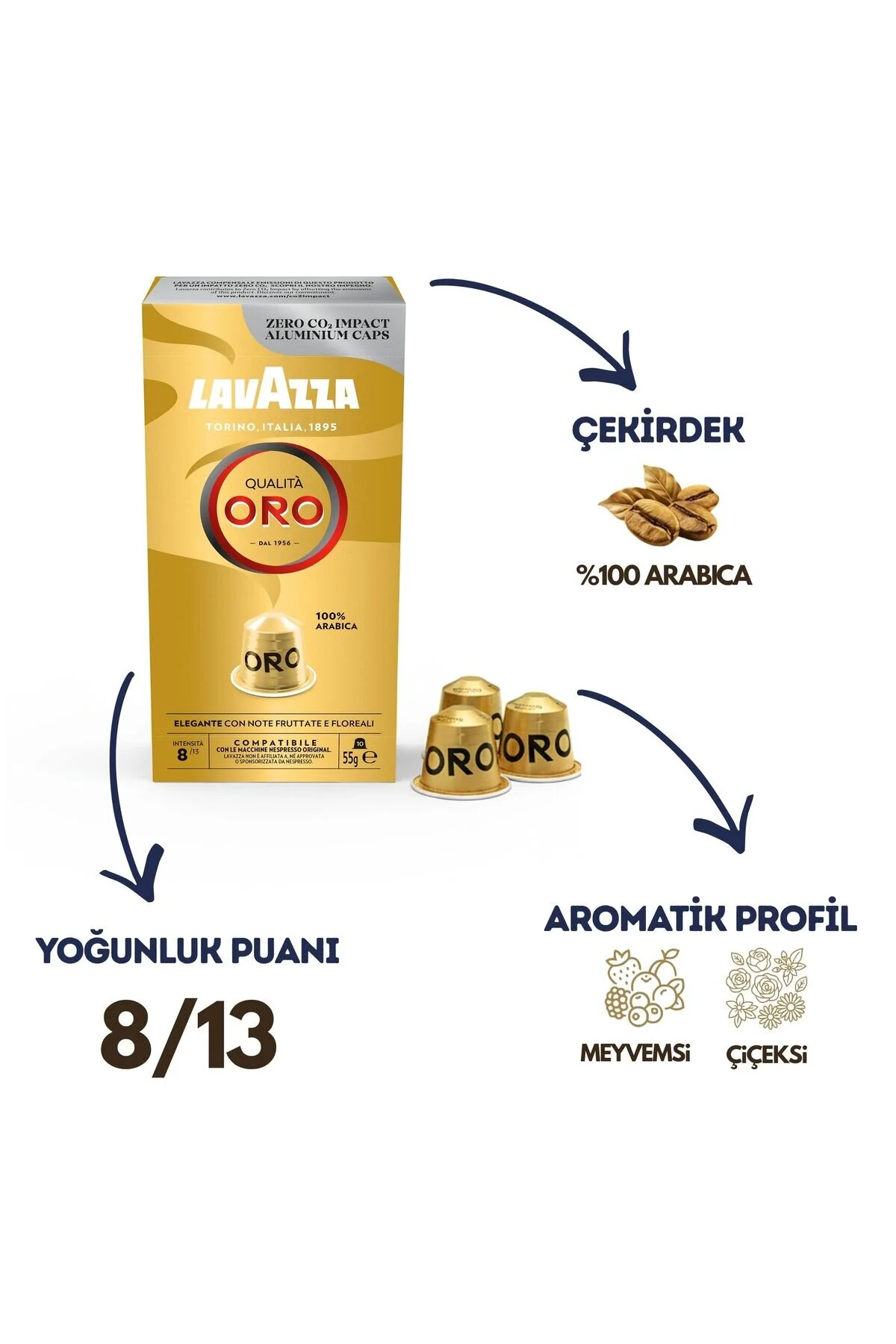 کپسول قهوه QUALITÀ ORO 55GR + CREMA E GUSTO 56GR NESPRESSO® آلومینیومی سازگار 2 LavAzza