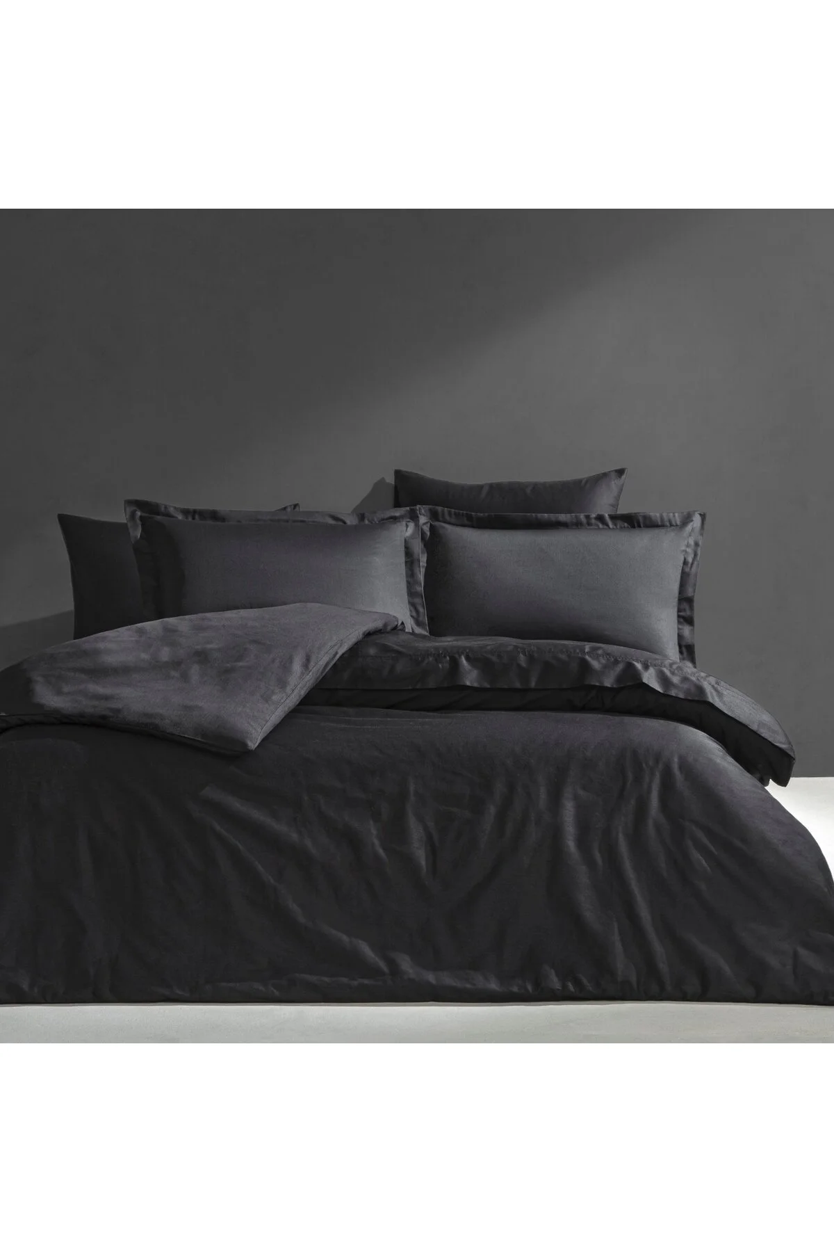 کاور لحاف دو نفره مشکی ساتن نخی را مخلوط کنید Linens