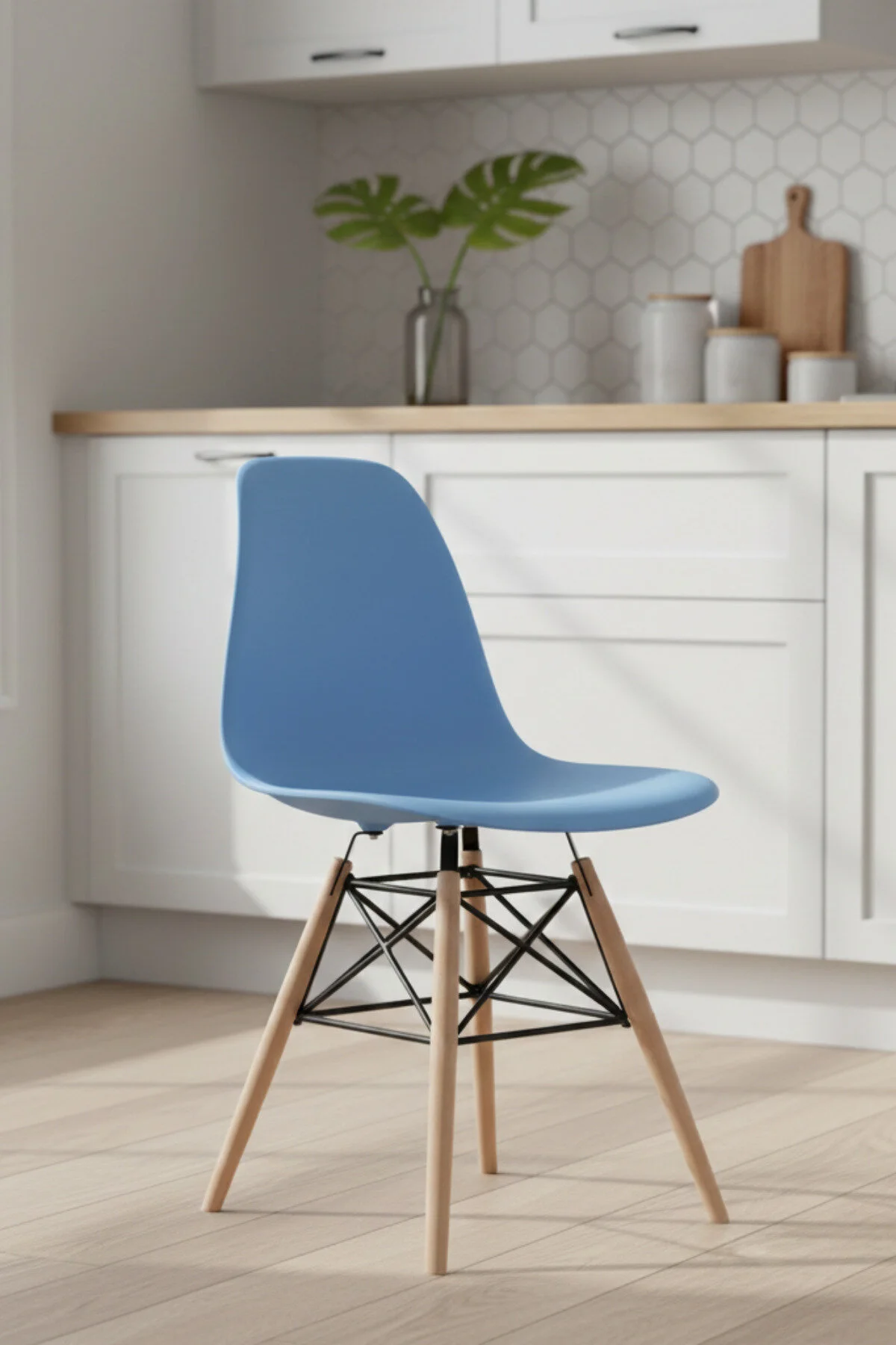 صندلی آشپزخانه قفس پلاستیکی EAMES آبی بالکن کافه Dorcia Home