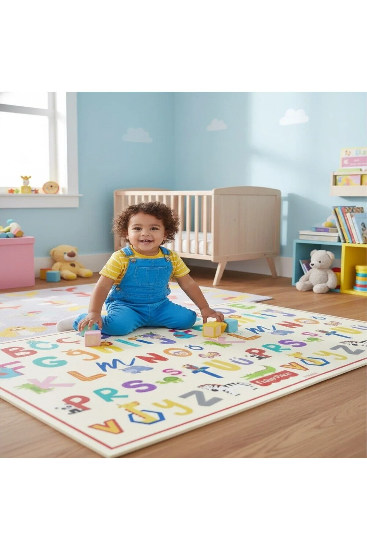 فرش بازی چند رنگ 100 160 الفبای آموزشی Fisher Price