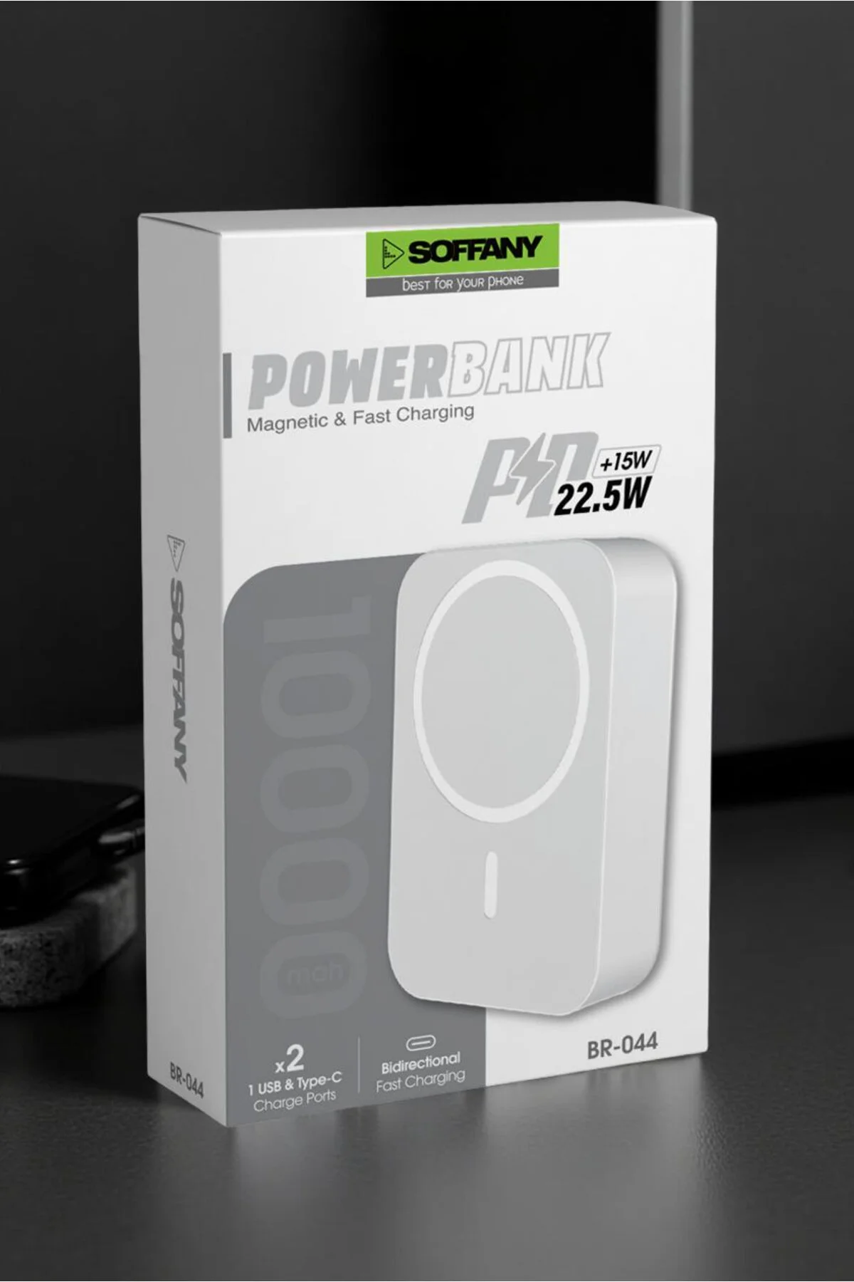 پاوربانک MAGSAFE WIRELESS POWERBANK BR 044 10000 میلی آمپر ساعتی سفید اورجینال soffany