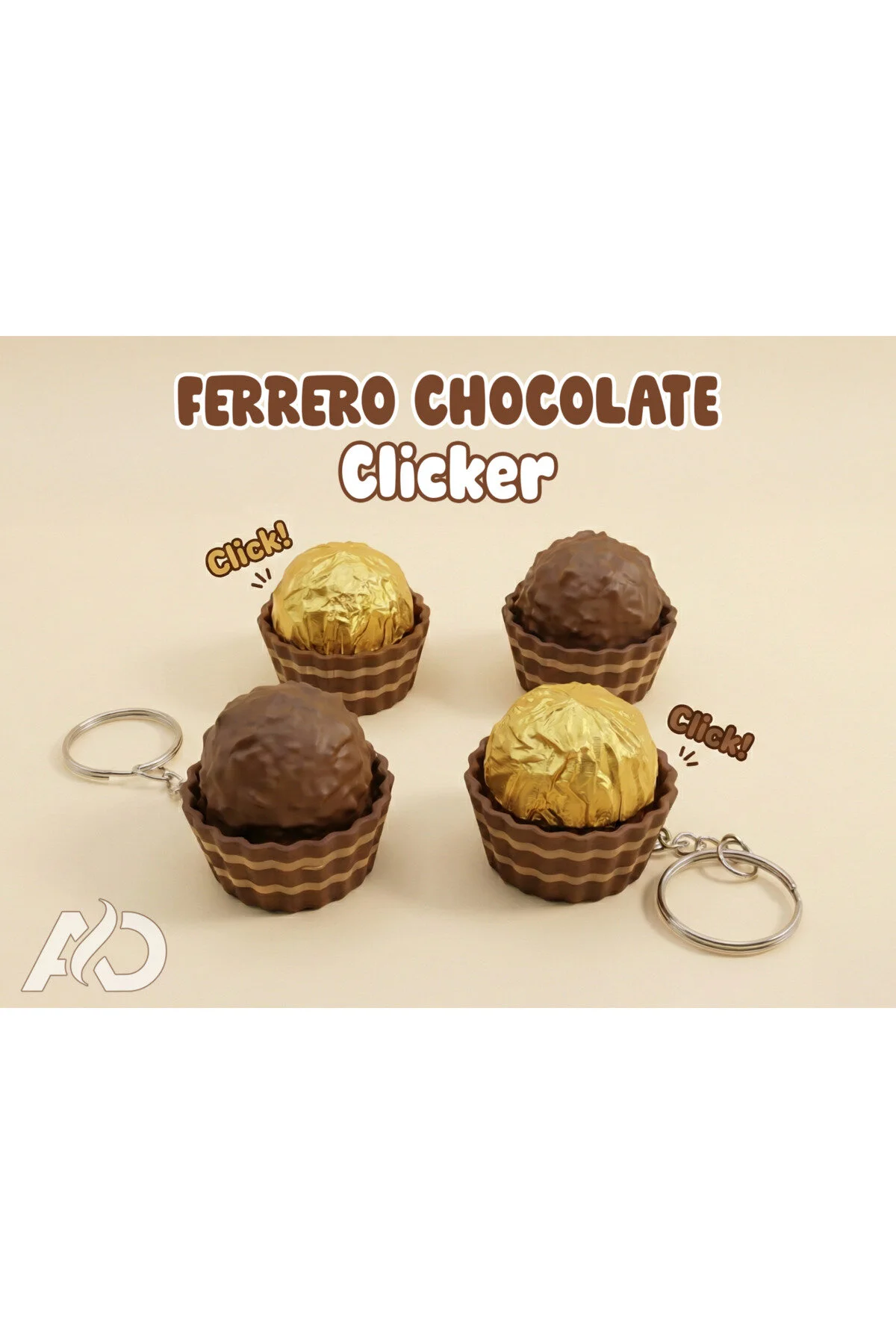 جلیقه کلید دکمه ای شکلاتی شکل FERRERO ROCHER با صدای کلیک TriVox3D