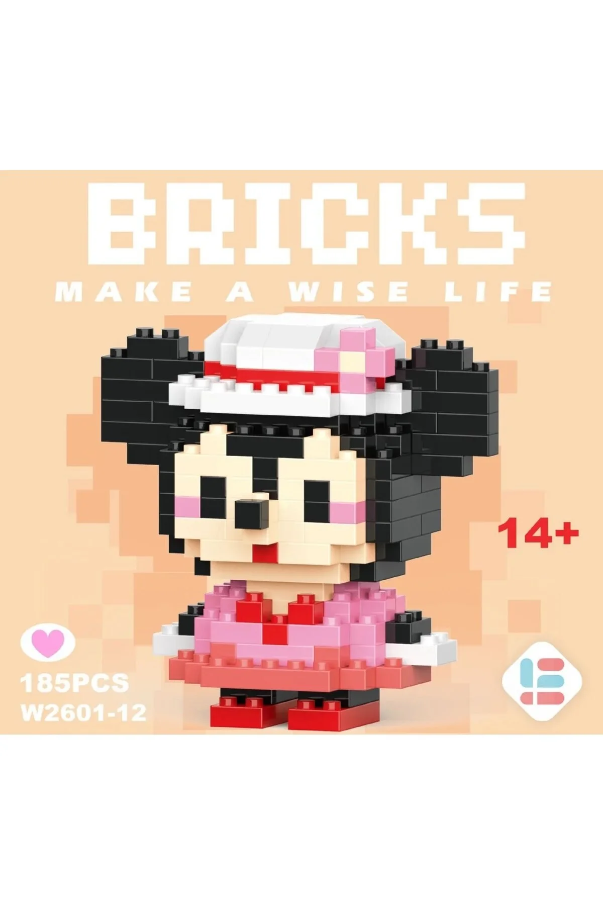پازل سه بعدی BRICKS MINNIE MOUSE 3D PUZZLE فیگور زیبا مجموعه های سرگرم کننده سرگرمی + HEY GİDİ GİFT