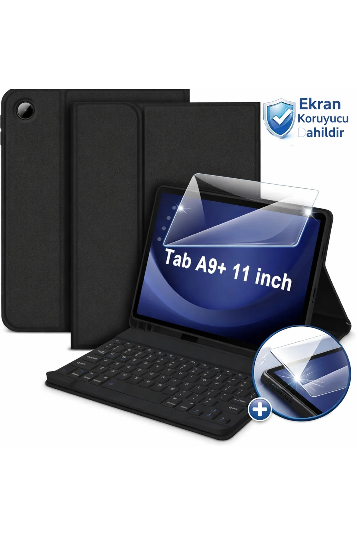 کاور تبلت قاب SAMSUNG GALAXY TAB A9 PLUS 11 با صفحه کلید بلوتوث و محفظه قلم + مجموعه محافظ نمایش Novatis