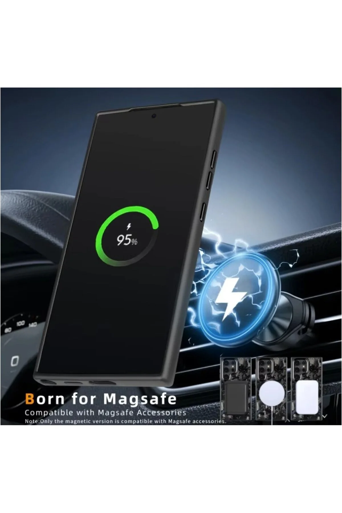 کاور و قاب MAGSAFE فیبر کربنی با الگوی بزرگ سامسونگ S24 ULTRA PREMIUM carbonicase