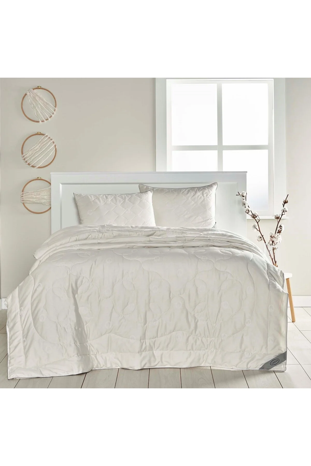 لحاف دو نفره سفید دوتایی پاموک کرکی اورجینال Linens