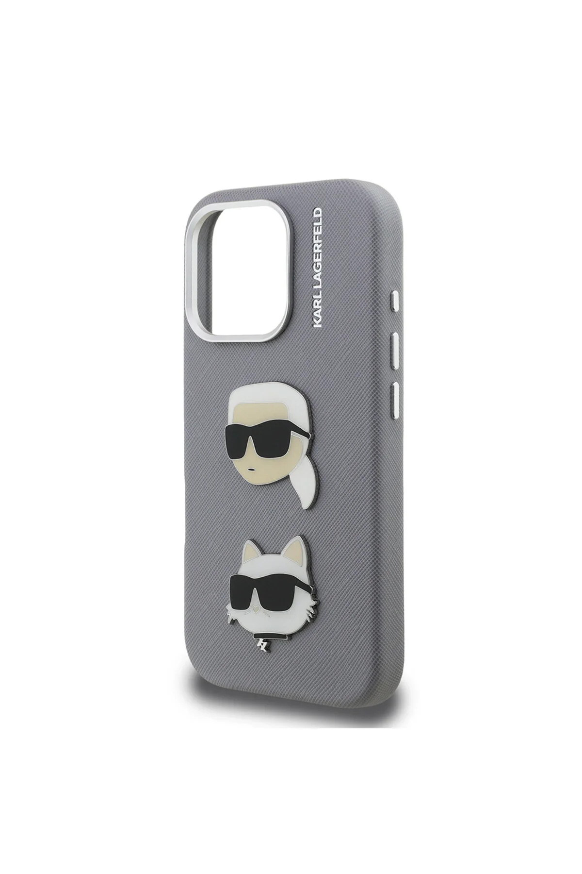 کاور و قاب سازگار با IPHONE 16 PRO MAX KARL LAGERFELD دارای مجوز K&amp;C HEADS PIN COVER GREY Karl Lagerfeld