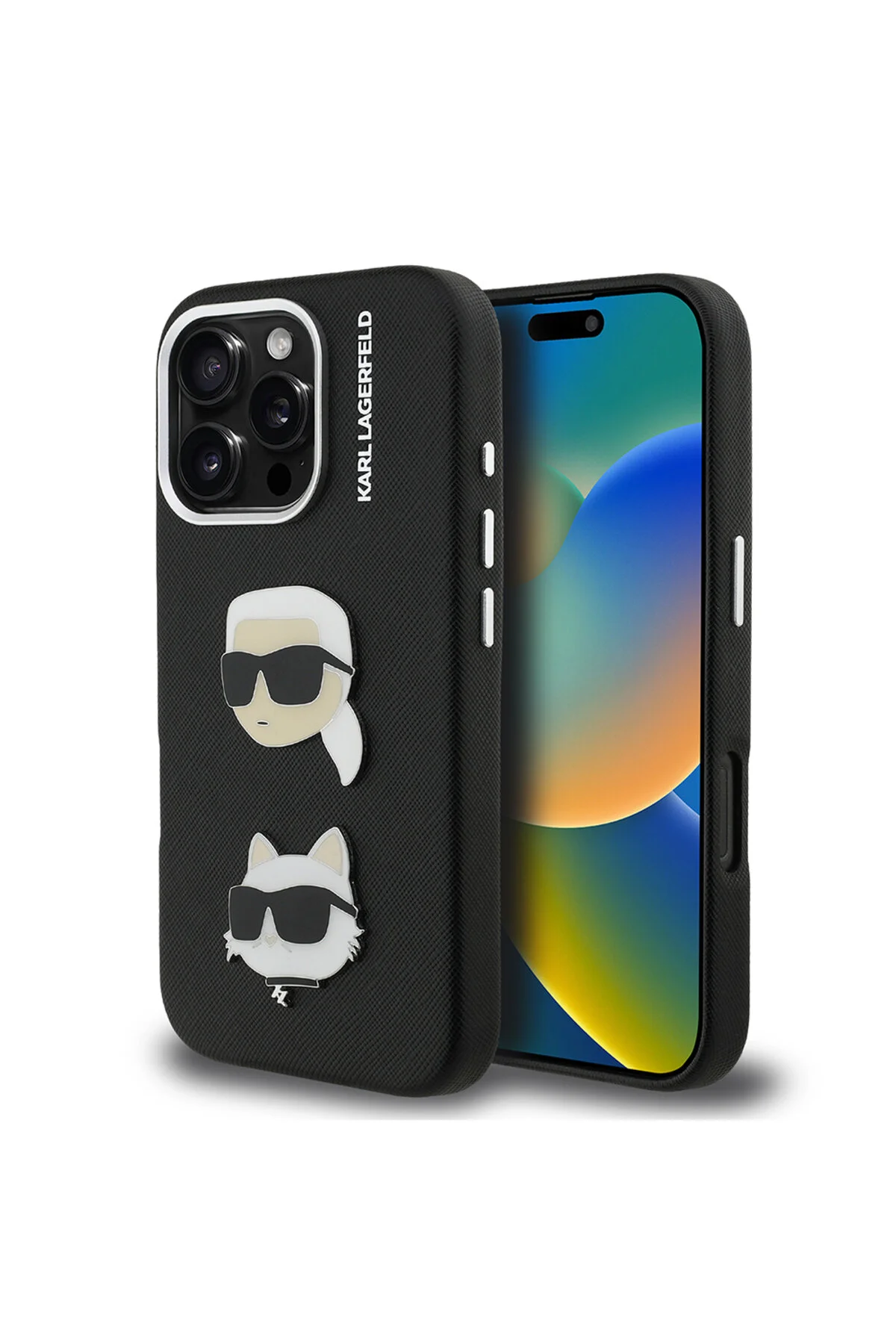 کاور و قاب سازگار با IPHONE 16 PRO MAX KARL LAGERFELD دارای مجوز K&amp;C HEADS PIN COVER مشکی Karl Lagerfeld
