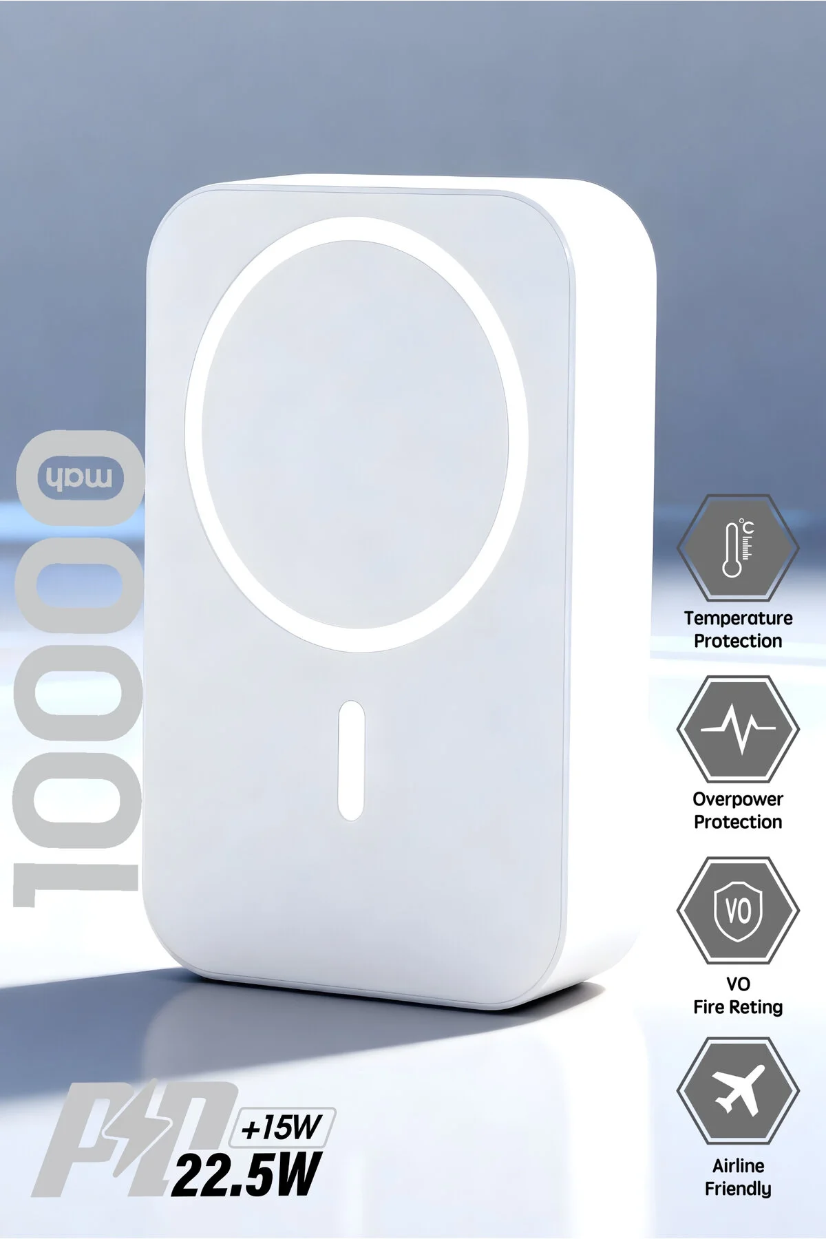 پاوربانک MAGSAFE WIRELESS POWERBANK BR 044 10000 میلی آمپر ساعتی سفید اورجینال soffany
