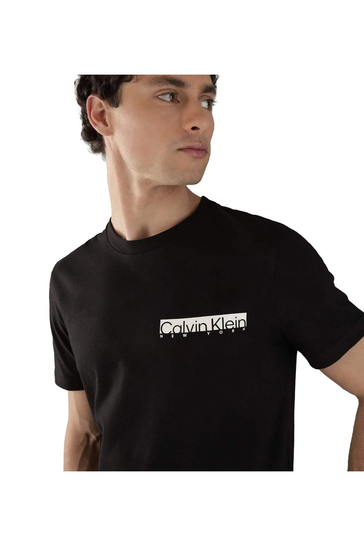 تی شرت مشکی مردانه پنبه به طور منظم مناسب یقه دوچرخه T Calvin Klein
