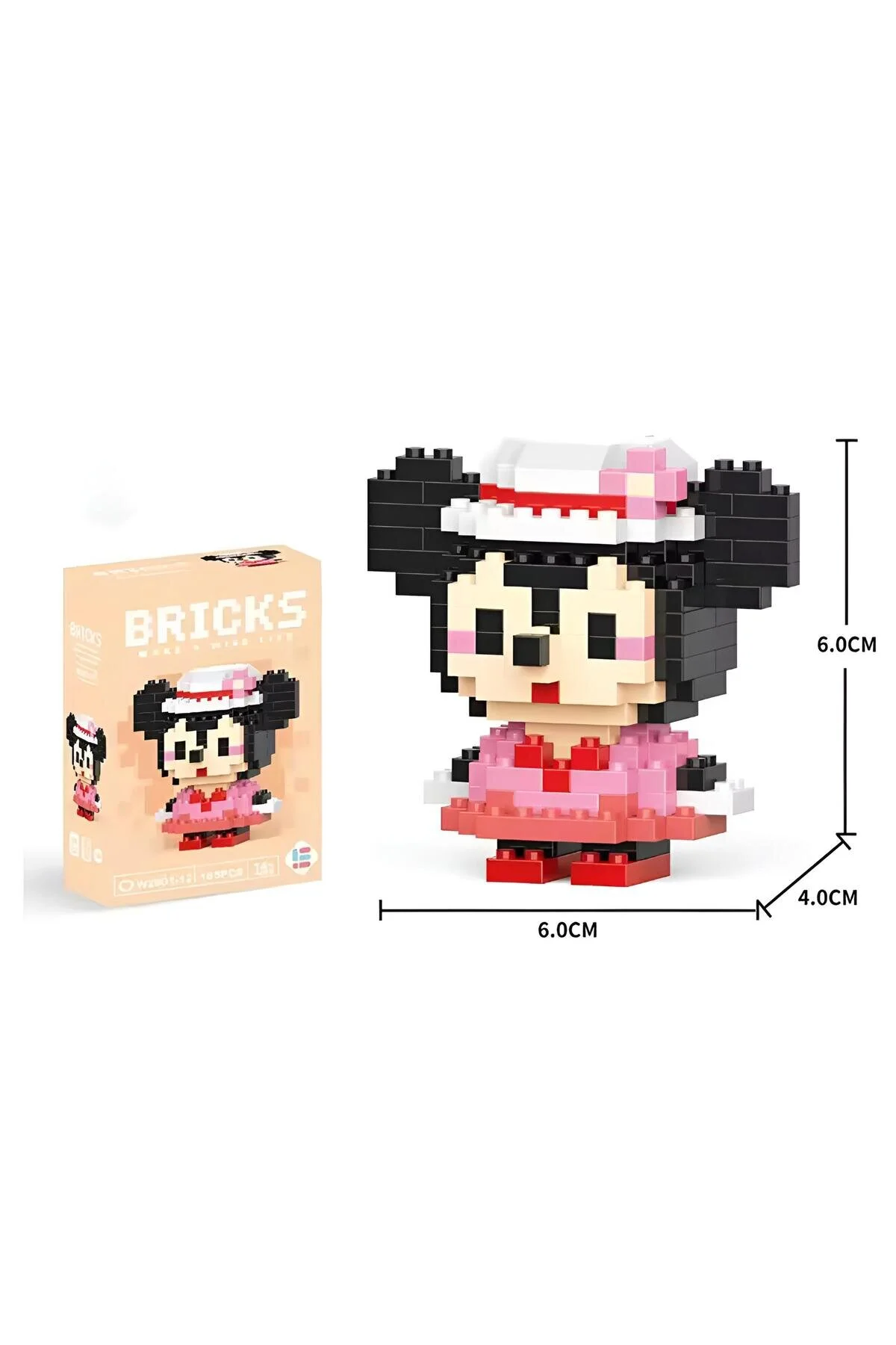 پازل سه بعدی BRICKS MINNIE MOUSE 3D PUZZLE فیگور زیبا مجموعه های سرگرم کننده سرگرمی + HEY GİDİ GİFT
