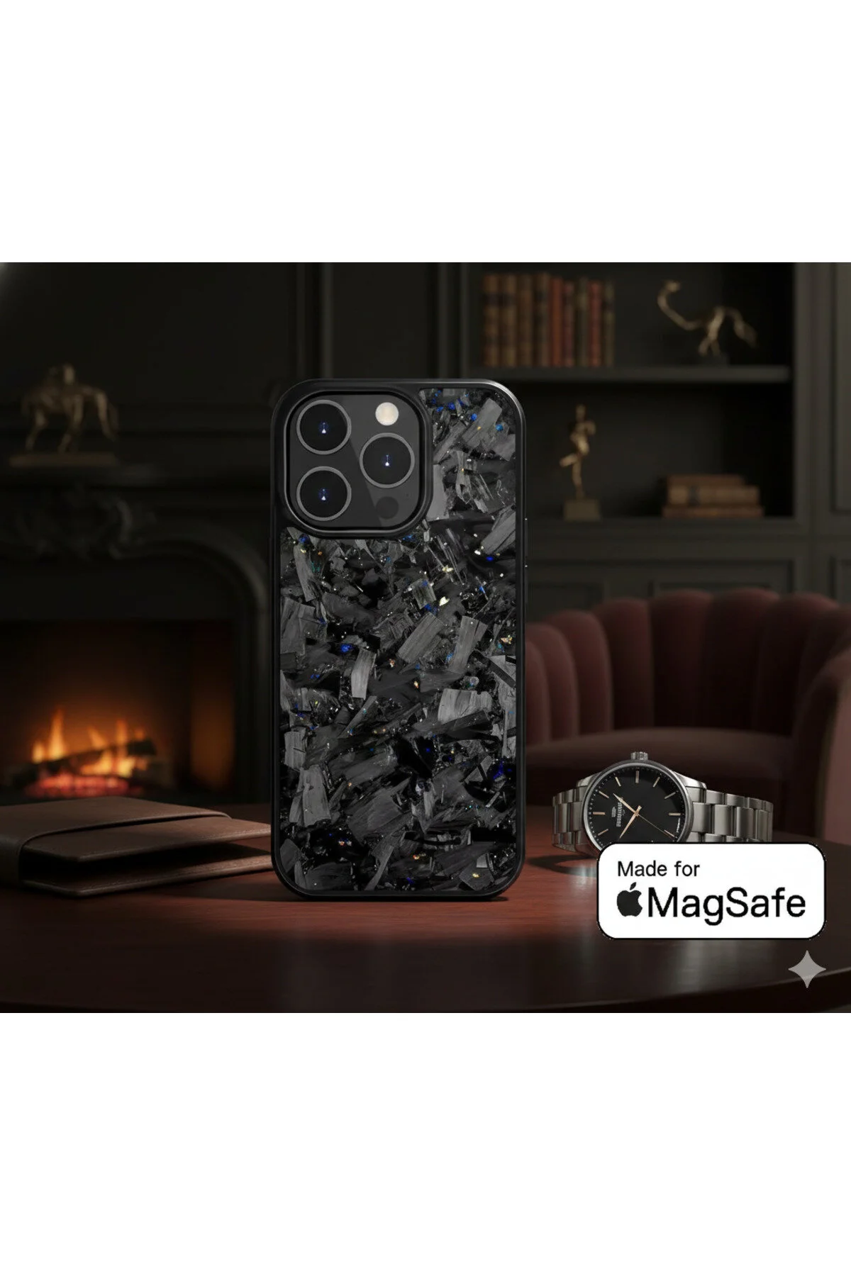 کاور و قاب MAGSAFE فیبر کربن با الگوی بزرگ IPHONE 14 PRO PREMIUM carbonicase