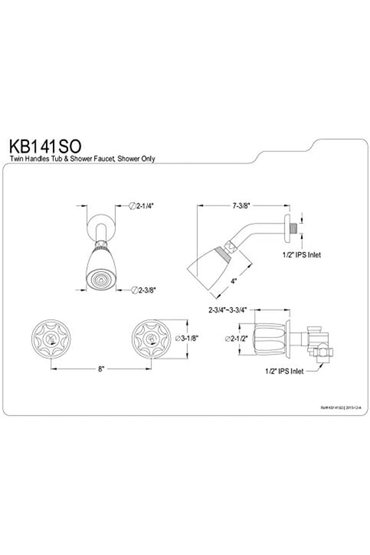 سیستم دوش دستگیره اکریلیک دوقلو KB141SO فقط وان و شیر کروم پولیش شده 20 سانتی متری مرکز 1211 BRF