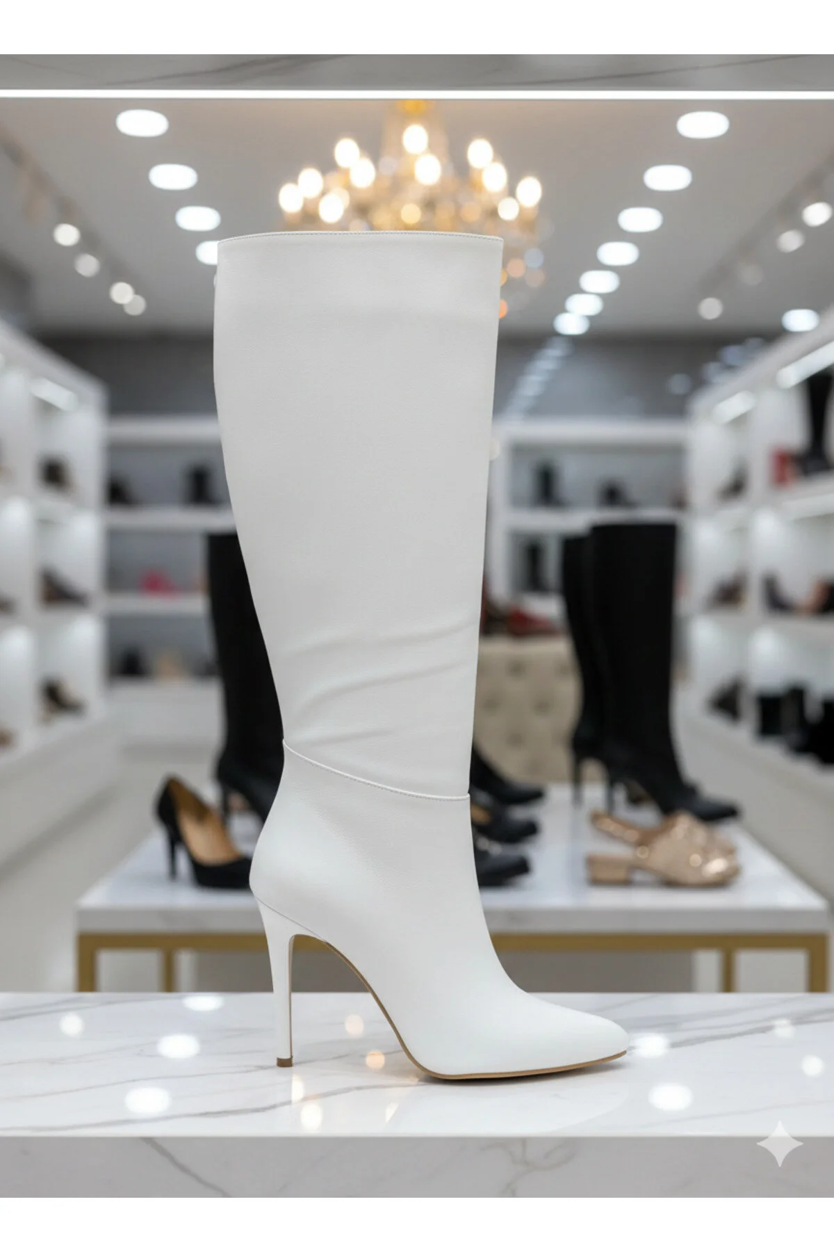چکمه های زنانه پاشنه سفید MİSS PARK MODA