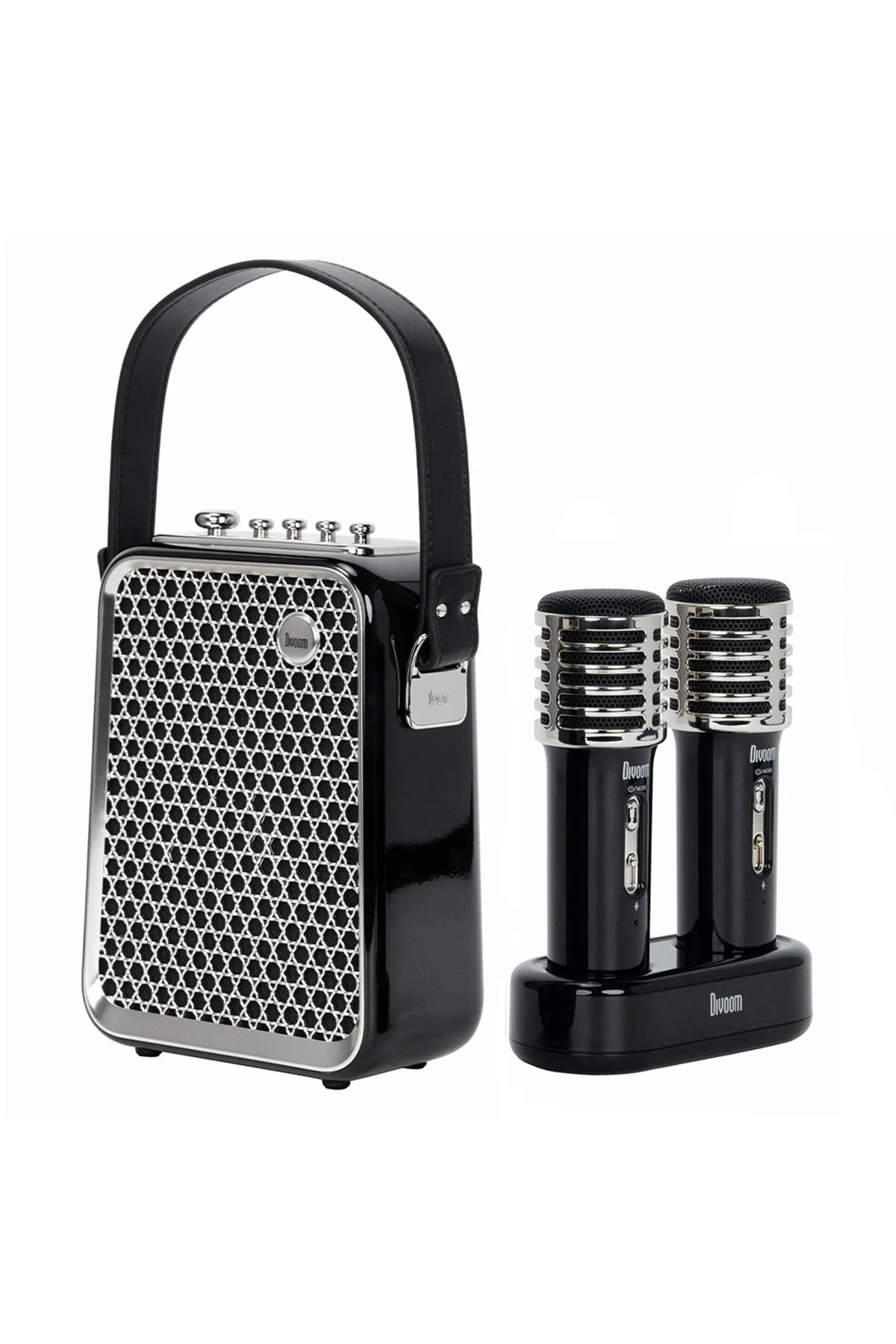بلندگوی بلوتوث بلندگو با MICROPHONE KARAOKE DOUBLE SONGBIRD HQ BLACK Divoom