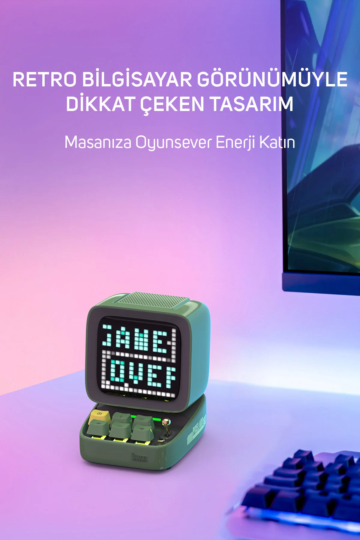 بلندگوی بلوتوث بلندگو سبز DITOO PRO و مجموعه صفحه نمایش LED PIXOO MAX Divoom
