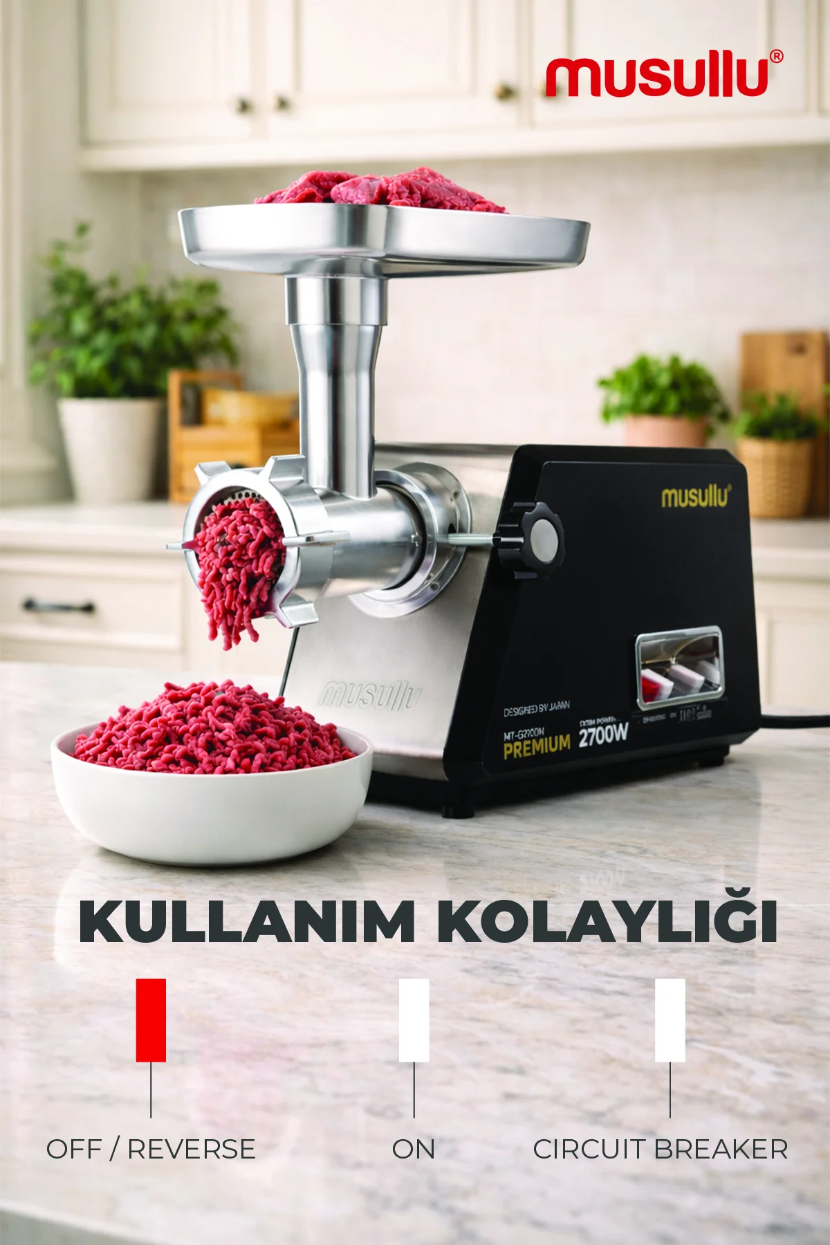 چرخ گوشت دستگاه کن 2700 واتی ساخت ترکیه اورجینال Musullu
