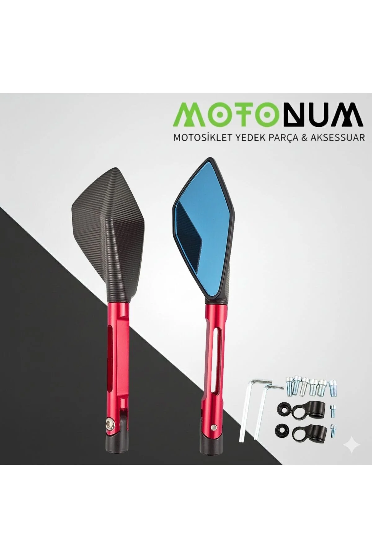 آینه بغل موتورسیکلت YAMAHA DELIGHT 125 MODIFIED MIRROR RED COLOR A02867 Motonum