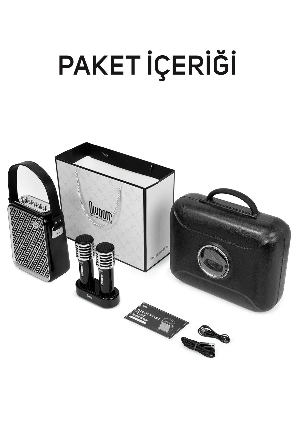 بلندگوی بلوتوث بلندگو با MICROPHONE KARAOKE DOUBLE SONGBIRD HQ BLACK Divoom
