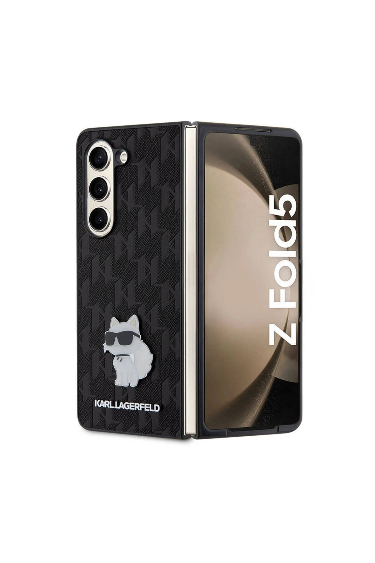 کاور و قاب گوشی Galaxy Z Fold 5 با طراحی خاص مدل Choupette رنگ مشکی کارل لاگرفلد Karl Lagerfeld