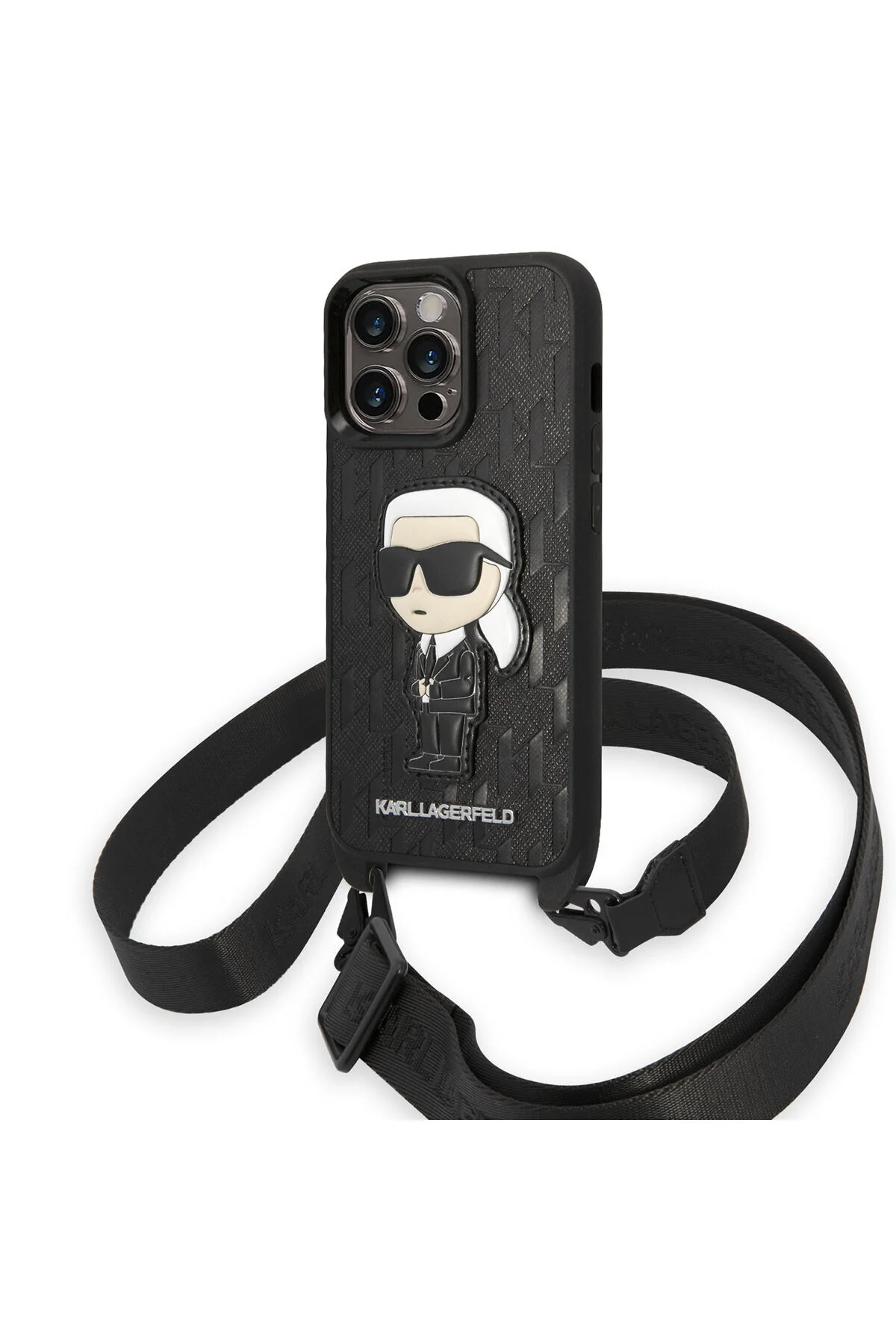 کاور و قاب گوشی آیفون 14 پرو با طراحی خاص و بند گردنی کارل لاگرفلد Karl Lagerfeld