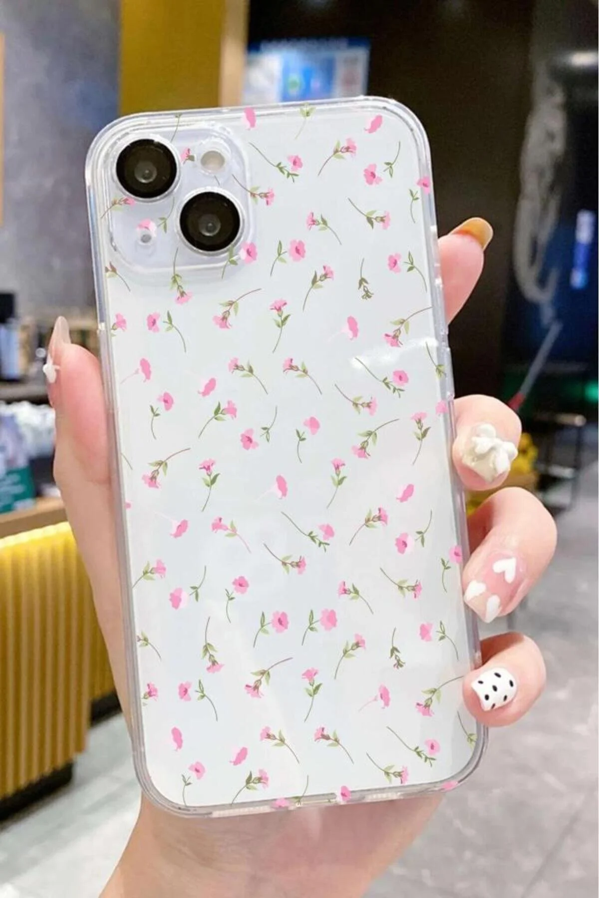کاور و قاب سیلیکونی شفاف طرح دار گل سازگار با IPHONE 15 FLOWER 3GEN CASE