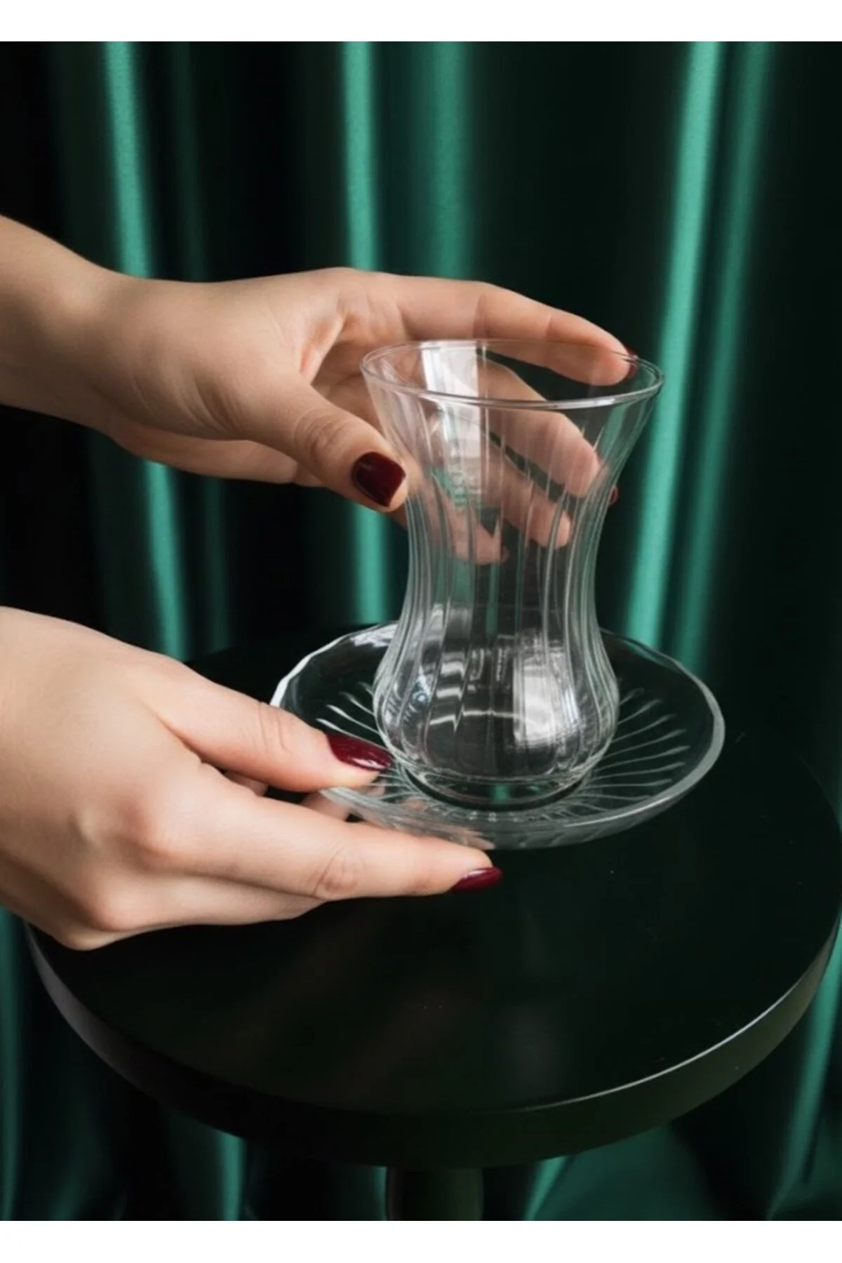 لیوان مشکی 6 نفر کمر نازک مجموعه چای تزئین شده 125 سی DECOSTYLE