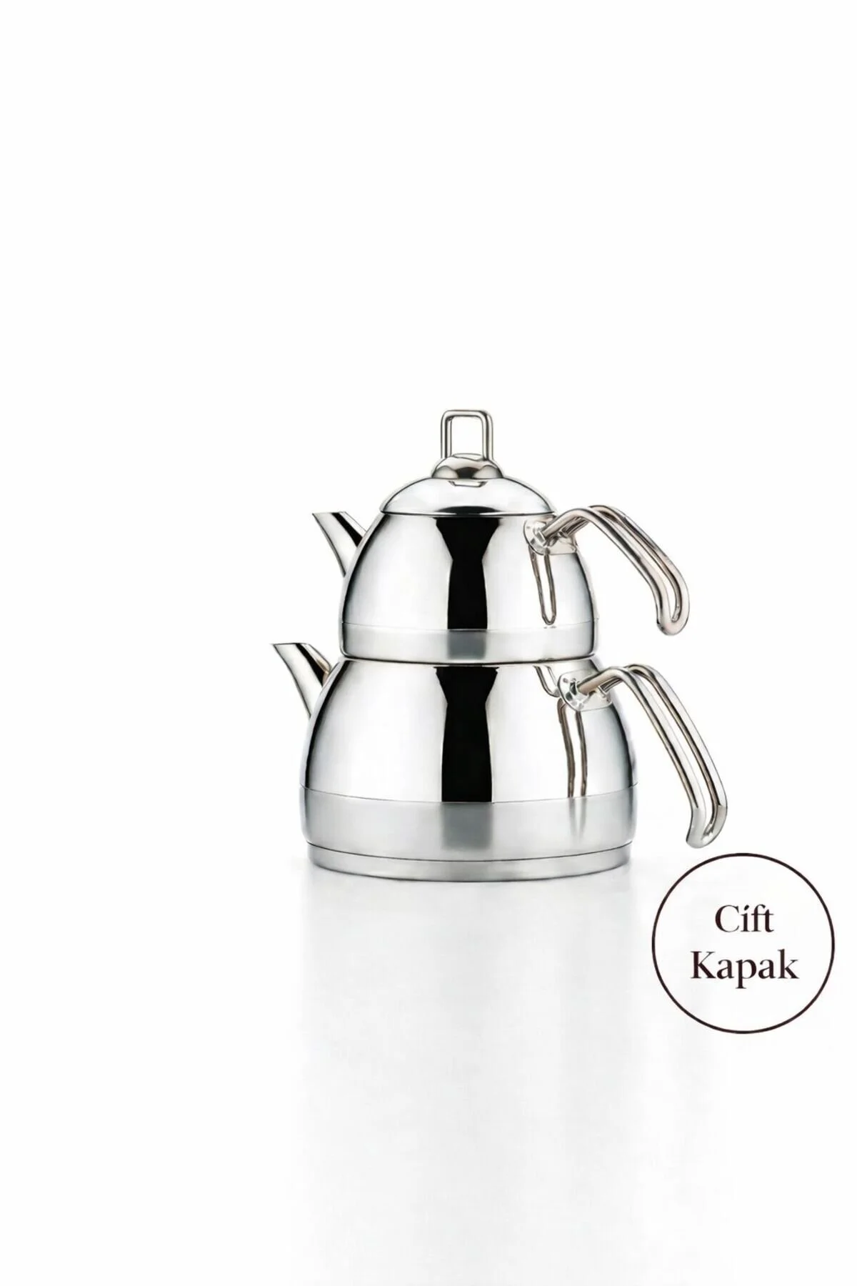 کتری قوری (چای‌ساز سنتی) نقره‌ای و دیگ بخار بزرگ  ÖZLİFE