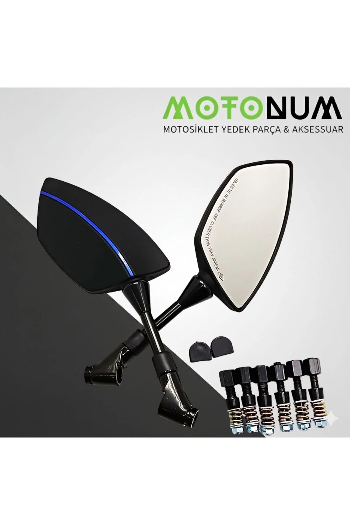 آینه بغل موتورسیکلت تزئینی یاماها XSR 125 رنگ آبی A03422 Motonum