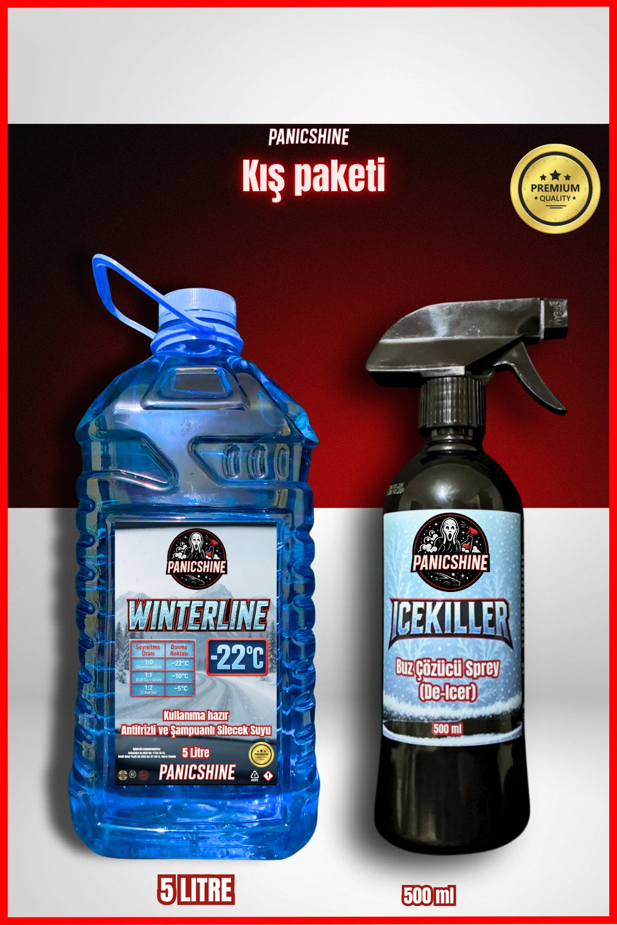 محصولات برف و یخ پکیج زمستانی 5 لیتری مایع پاک کن + زدا panicshine