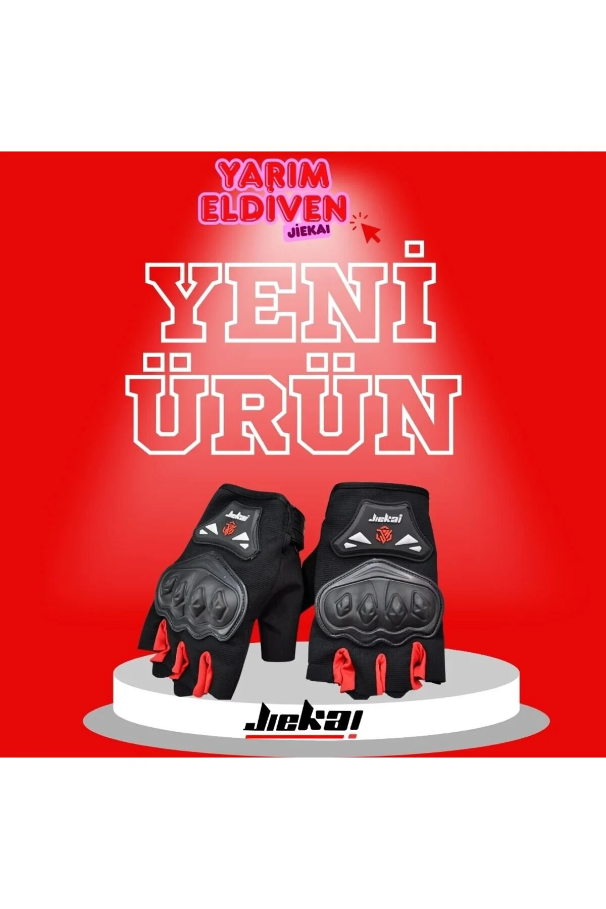 محافظ دست موتورسیکلت نصف دستکش قرمز اورجینال JK