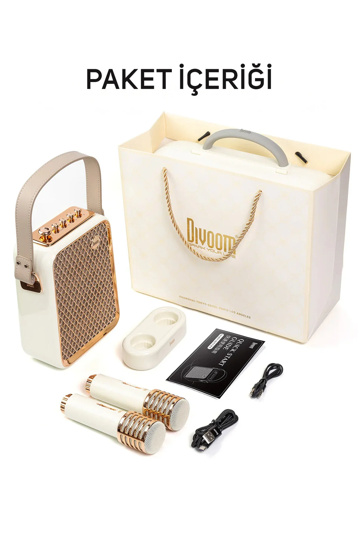 بلندگوی بلوتوث SONGBIRD HQ DOUBLE KARAOKE MICROPHONE 6 اثر صدا 50 وات بلندگو قابل حمل Divoom