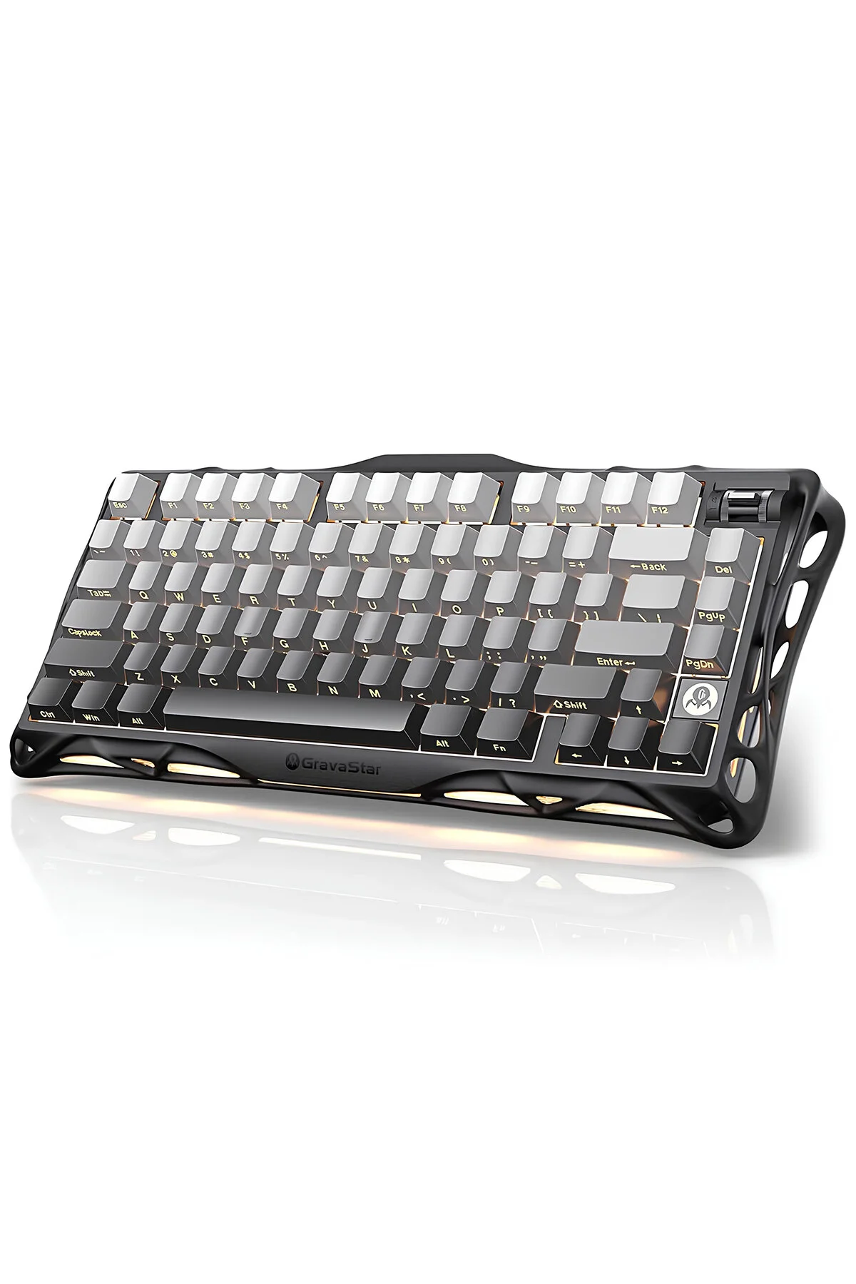 کیبورد مخصوص بازی MERCURY K1 RGB صفحه کلید مکانیکی بی سیم قاب آلومینیومی انگلیسی Q سیاه Gravastar