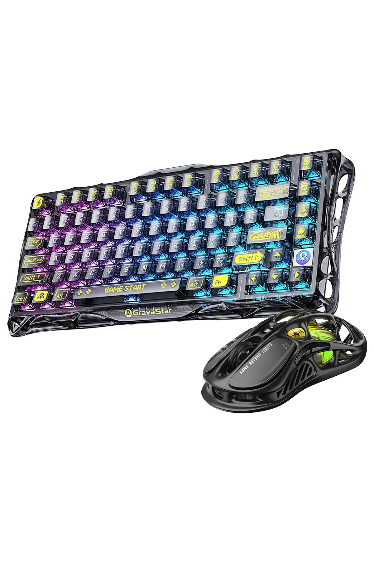 ست کیبورد و ماوس مخصوص بازی MERCURY K1 LITE M2 WIRELESS RGB LIGHT QUANKE Q صفحه کلید مجموعه نوری Gravastar