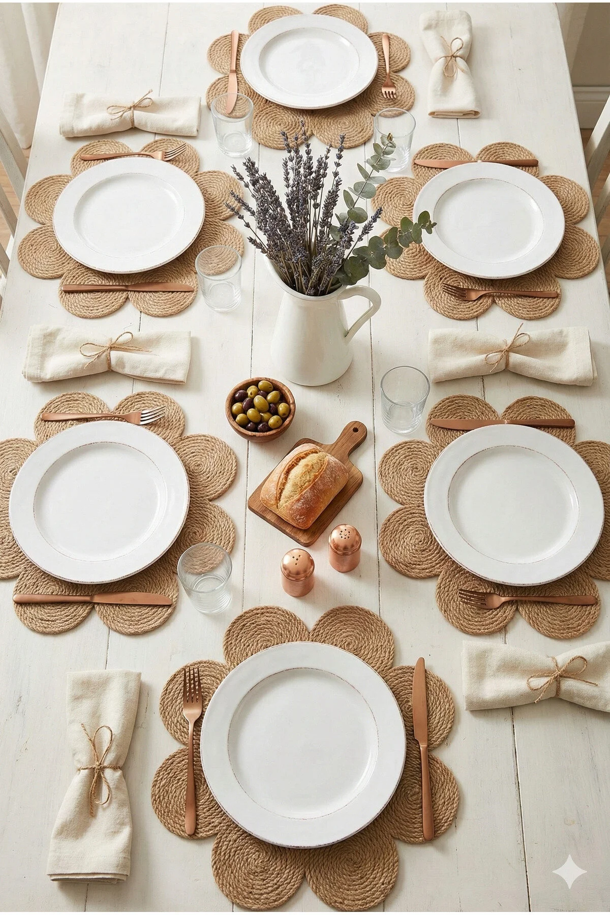 رانر و زیر بشقابی 6 DAISY STRAWS طناب خدمات آمریکایی SUPLA 36CM Homever