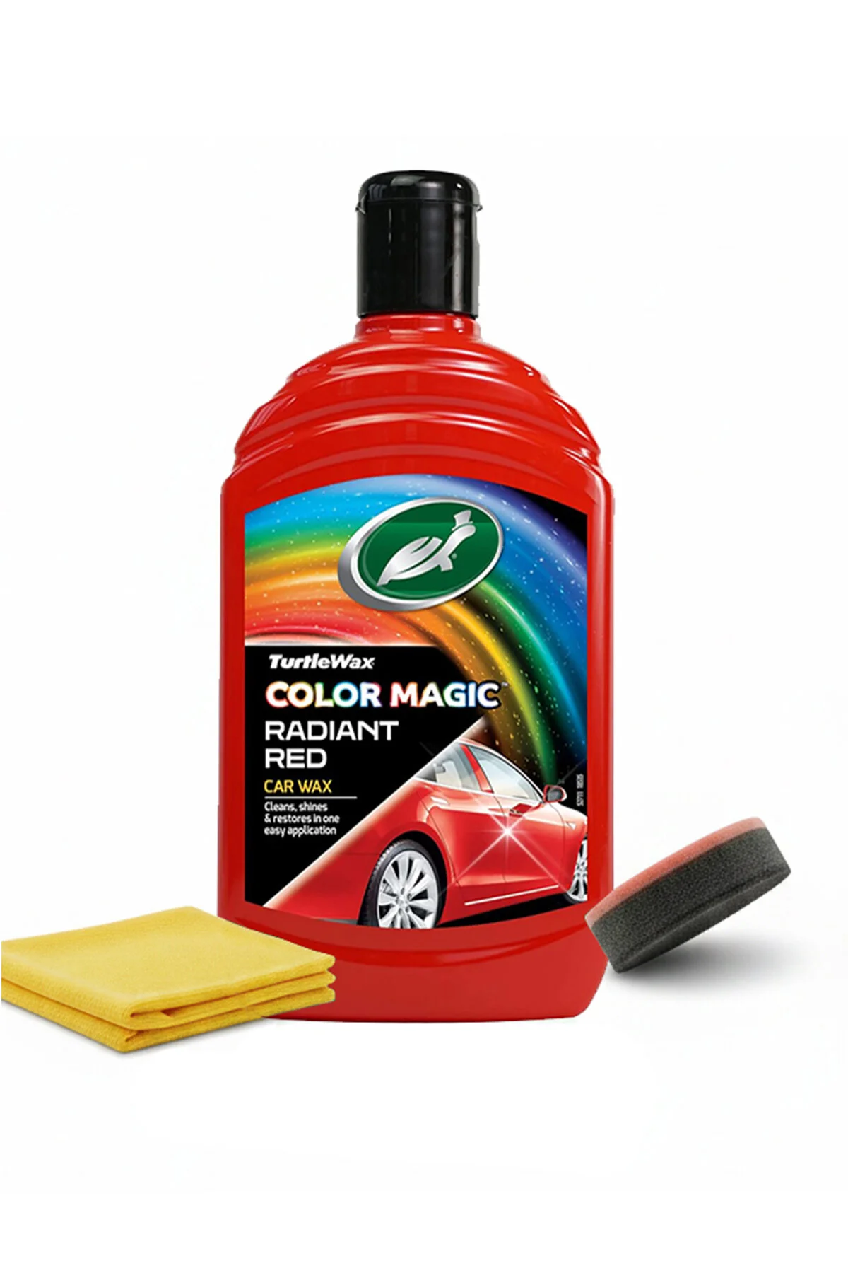 دستمال و اسفنج خودرو پولیش قرمز رنگی 500 میلی لیتر + پارچه میکروفایبر Turtle Wax