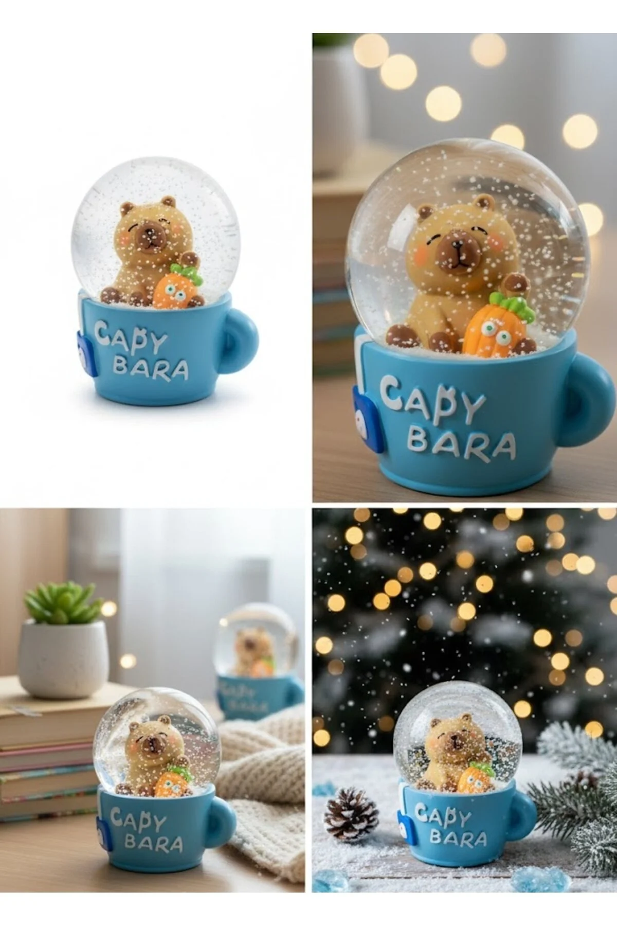 گوی برفی مجموعه موزیکال SNOW GLOBE با موضوع جام لیوان زیبا CAPYBARA FIGURED VIP از ترکیه Kuzey Tacı