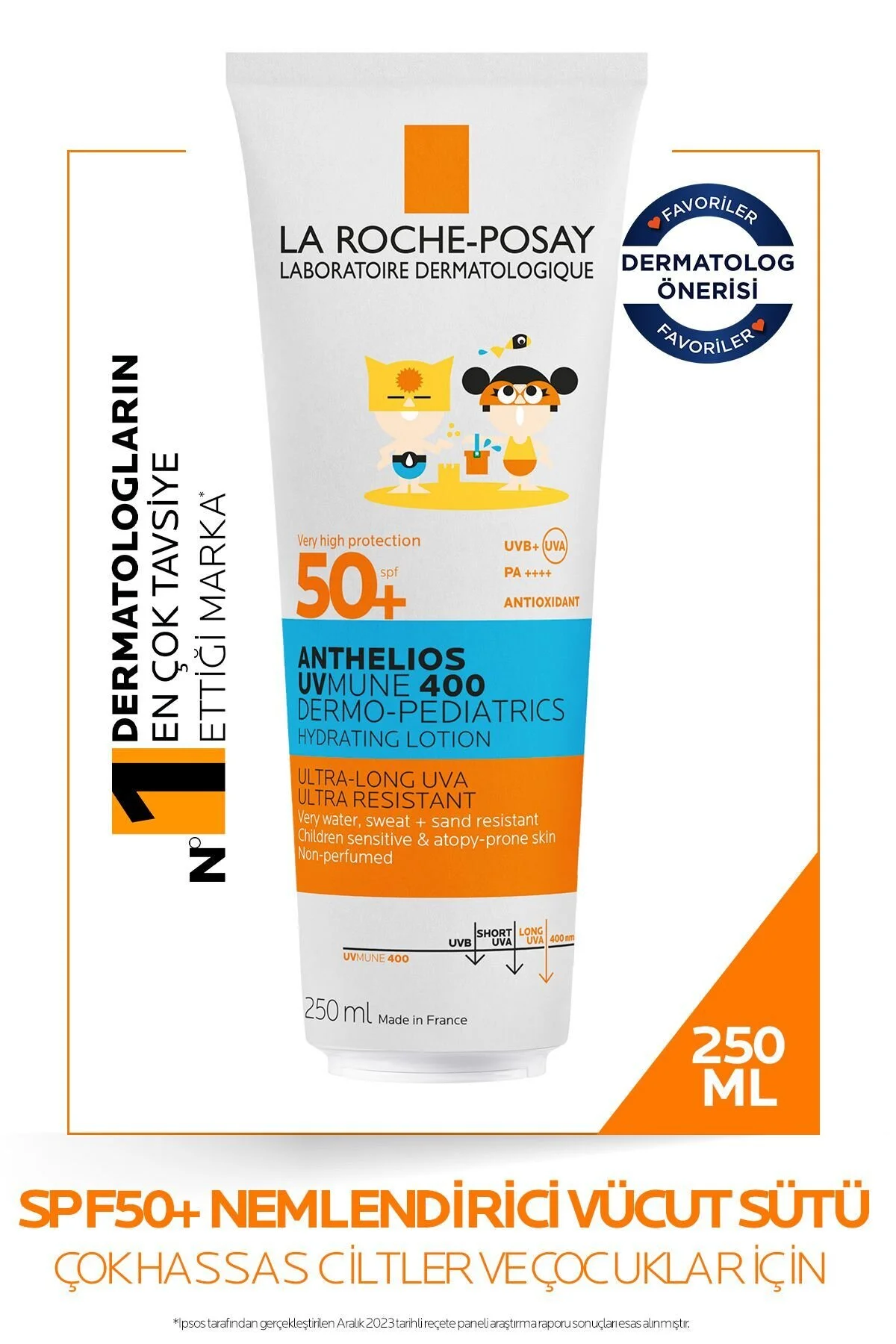 La Roche Posay بدن شیر مرطوب‌کننده آنتلیوس دورمو پدیاتریک UVMune400 SPF50+ 250ml