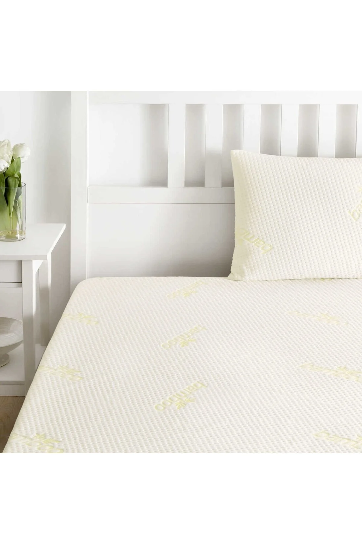 محافظ تشک آبی مایع بامبو لوکس دمشق یک تختخواب نفره Alezi  Linens
