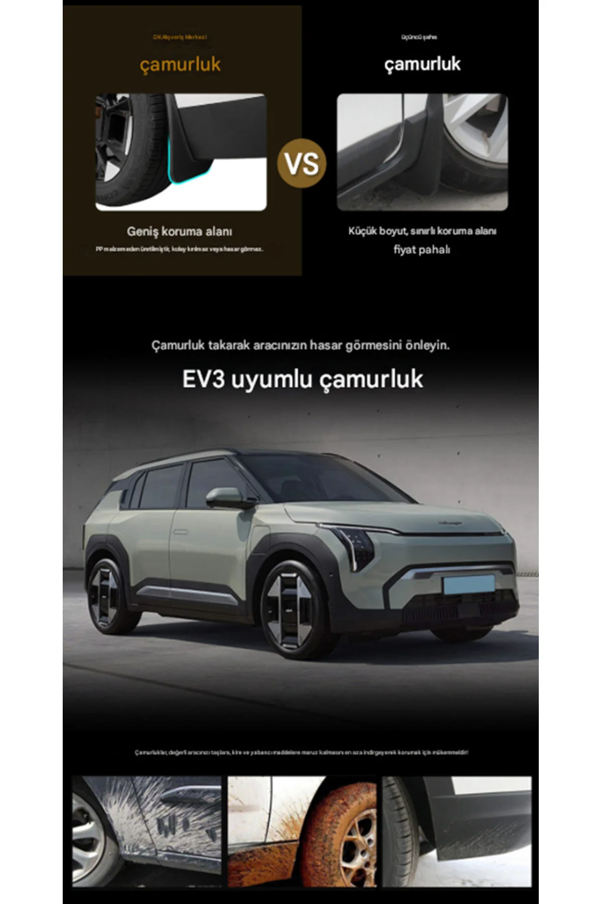 گل پخش کن خودرو کیا EV3 ست گلگیر فلپ گلی DKMall