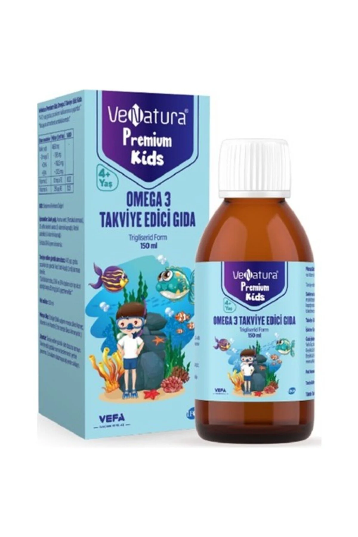 روغن ماهی بچه های پریمیوم شربت امگا 3 150 میلی لیتر Venatura