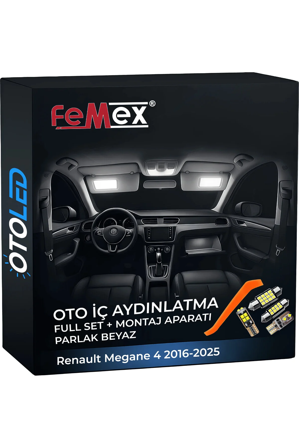 ست لامپ خودرو مجموعه روشنایی داخلی LED سازگار RENAULT MEGANE 4 2016 2025 FEMEX