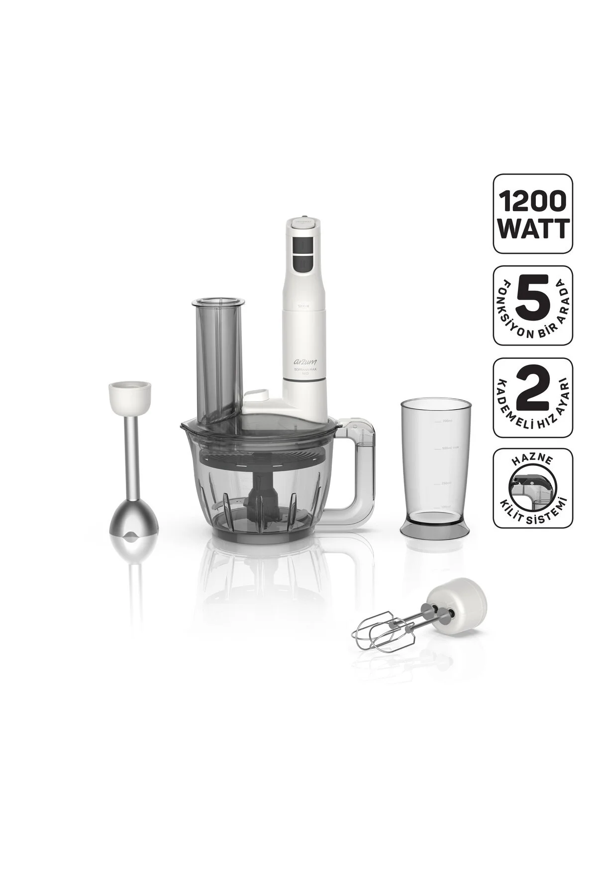 ست مخلوط کن SOPRANO MAX NEO MULTI SET 5 FUNCTION 1200W WHITE AR1187 Arzum