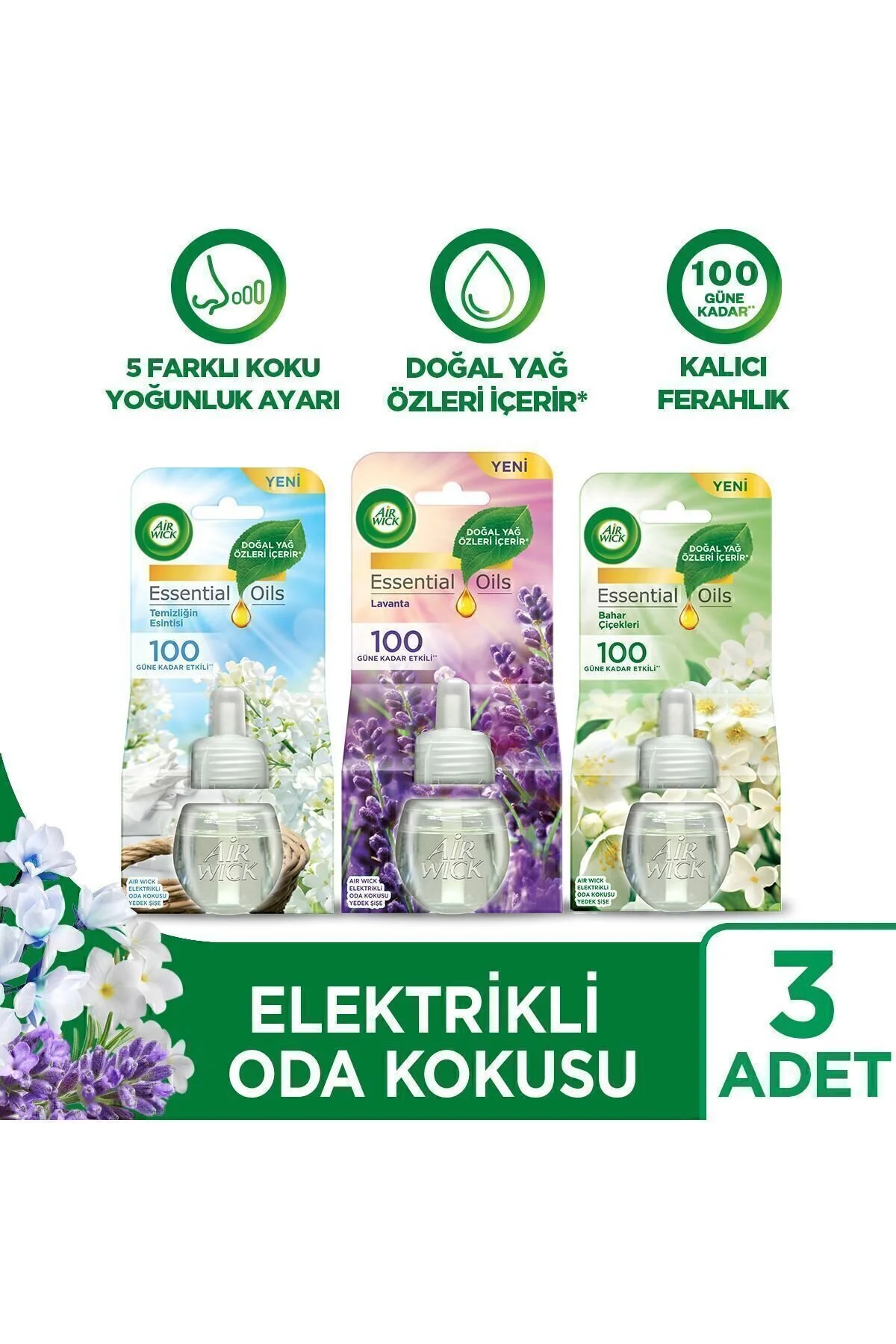 بوگیر و تصفیه کننده هوا مجموعه بوی اتاق برقی بطری یدکی X 3 قطعه Air Wick